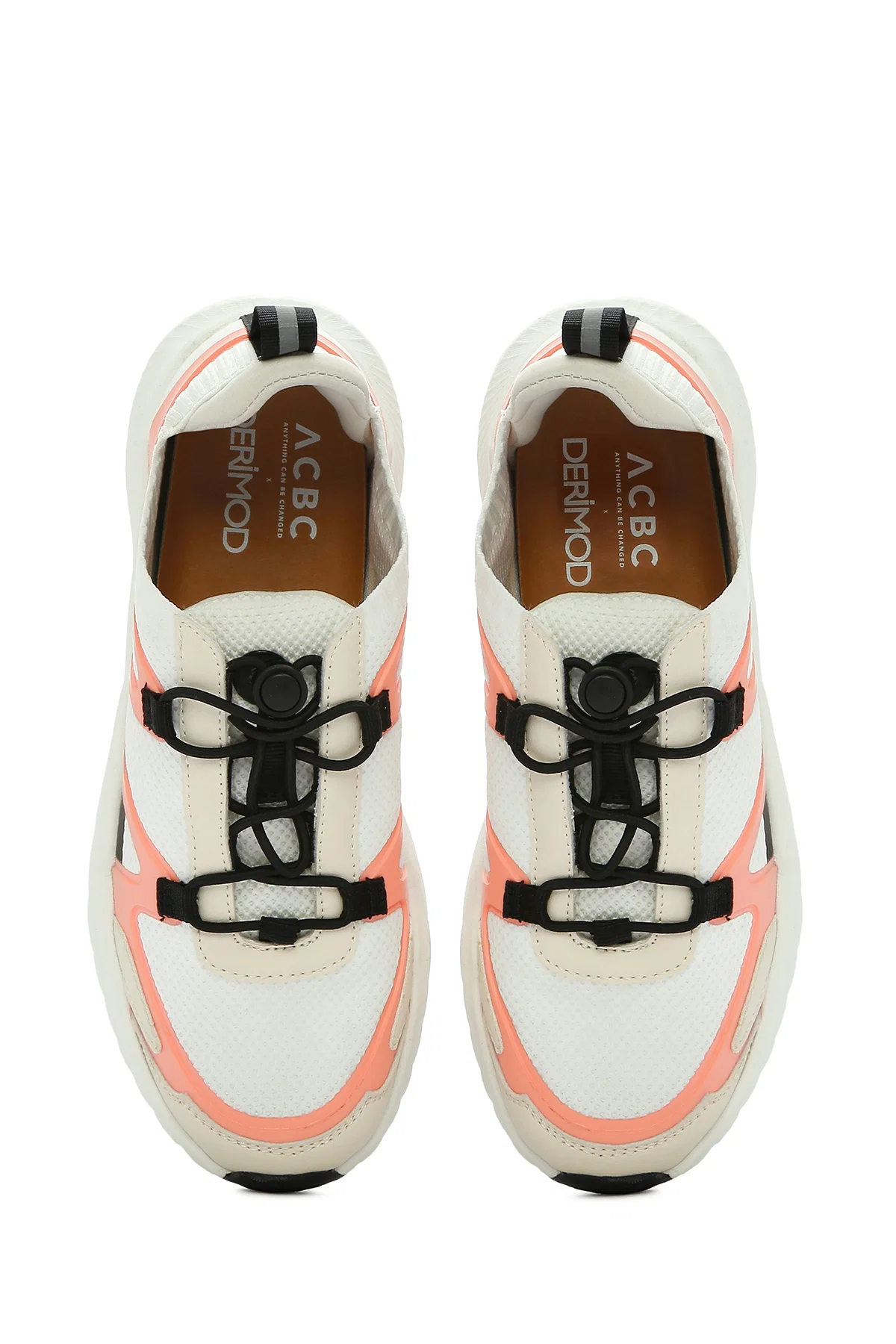 ACBC x DERİMOD Kadın Bej Bağcıklı Kalın Tabanlı Kumaş Sneaker - Image 7