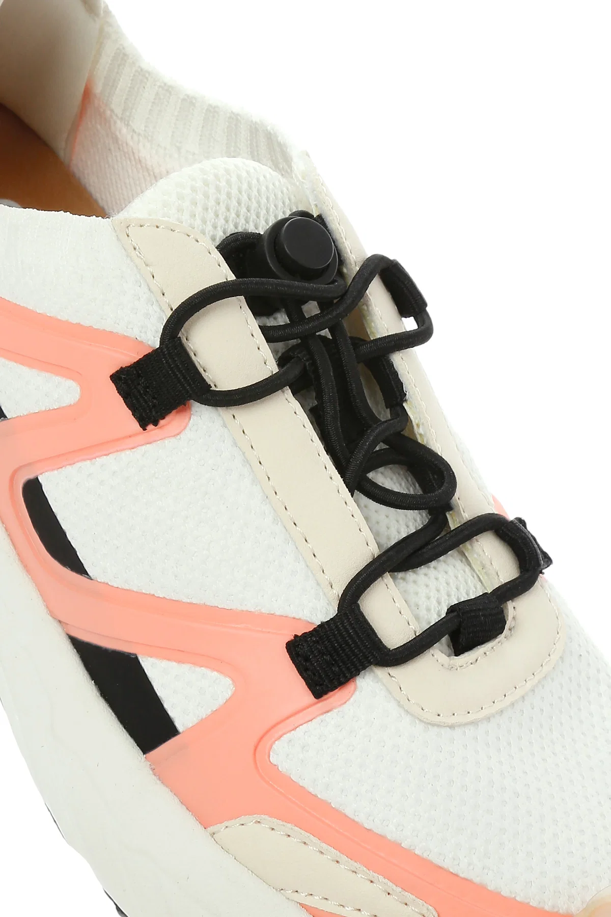 ACBC x DERİMOD Kadın Bej Bağcıklı Kalın Tabanlı Kumaş Sneaker - Image 9