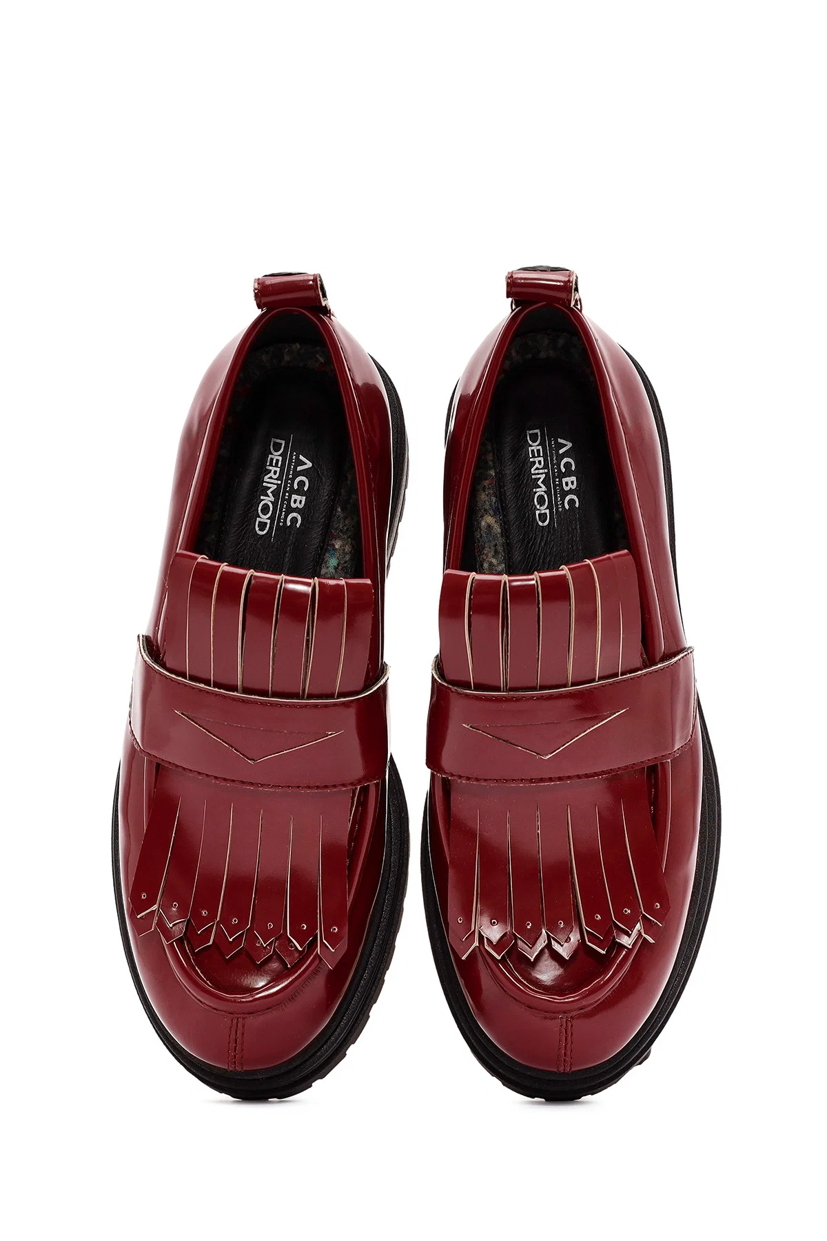 ACBC x Derimod Kadın Bordo Kalın Tabanlı Maskülen Loafer - Image 7