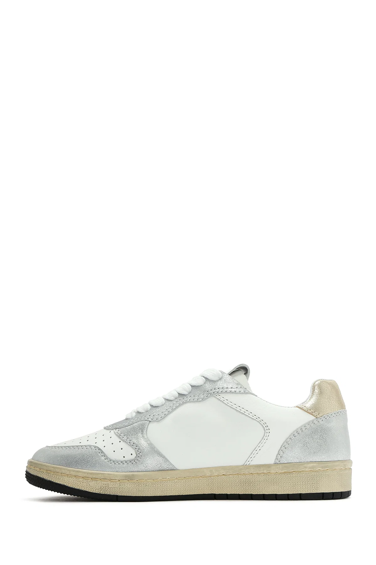 ACBC x DERİMOD Kadın Gümüş Bağcıklı Simli Deri Sneaker - Image 2