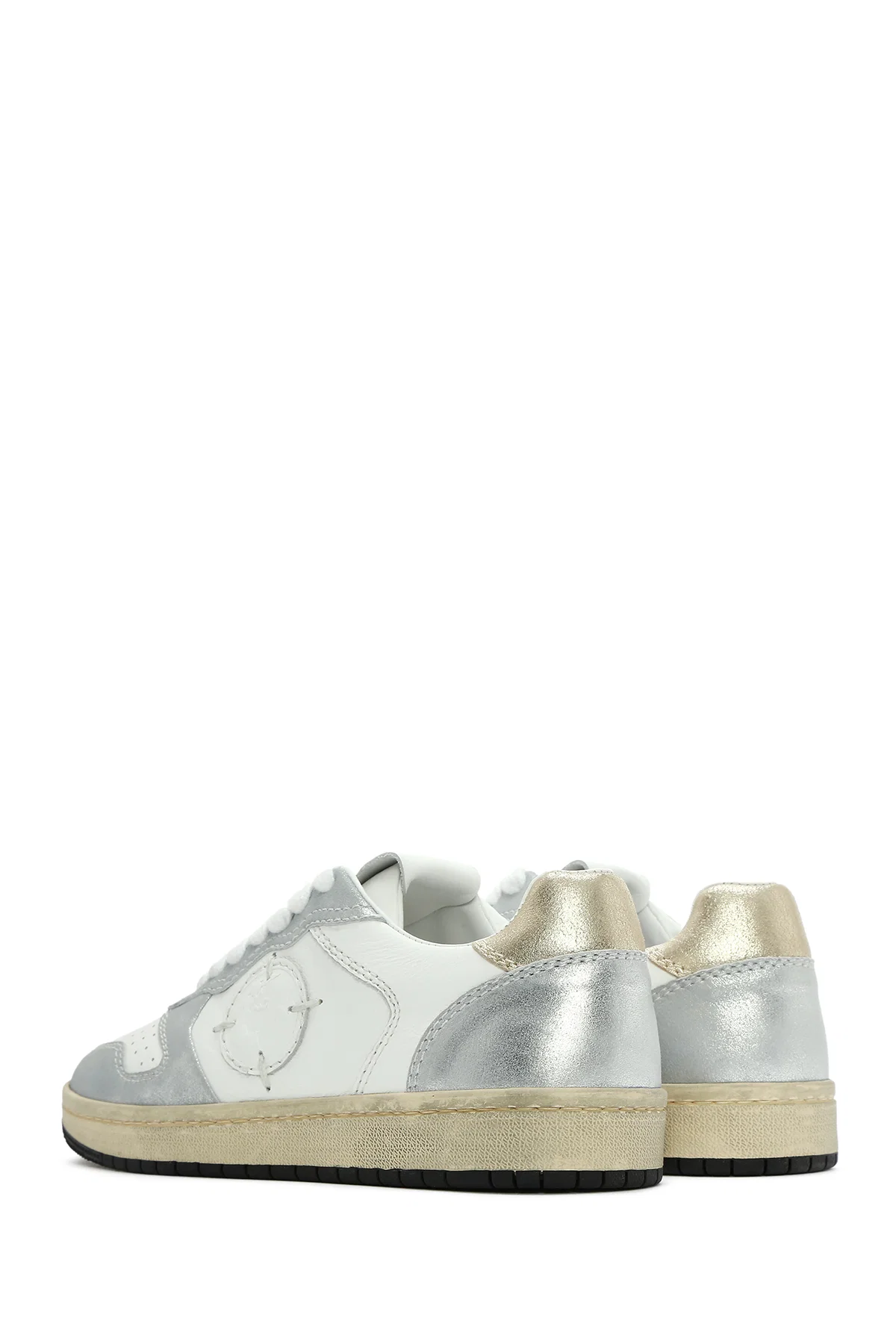 ACBC x DERİMOD Kadın Gümüş Bağcıklı Simli Deri Sneaker - Image 5