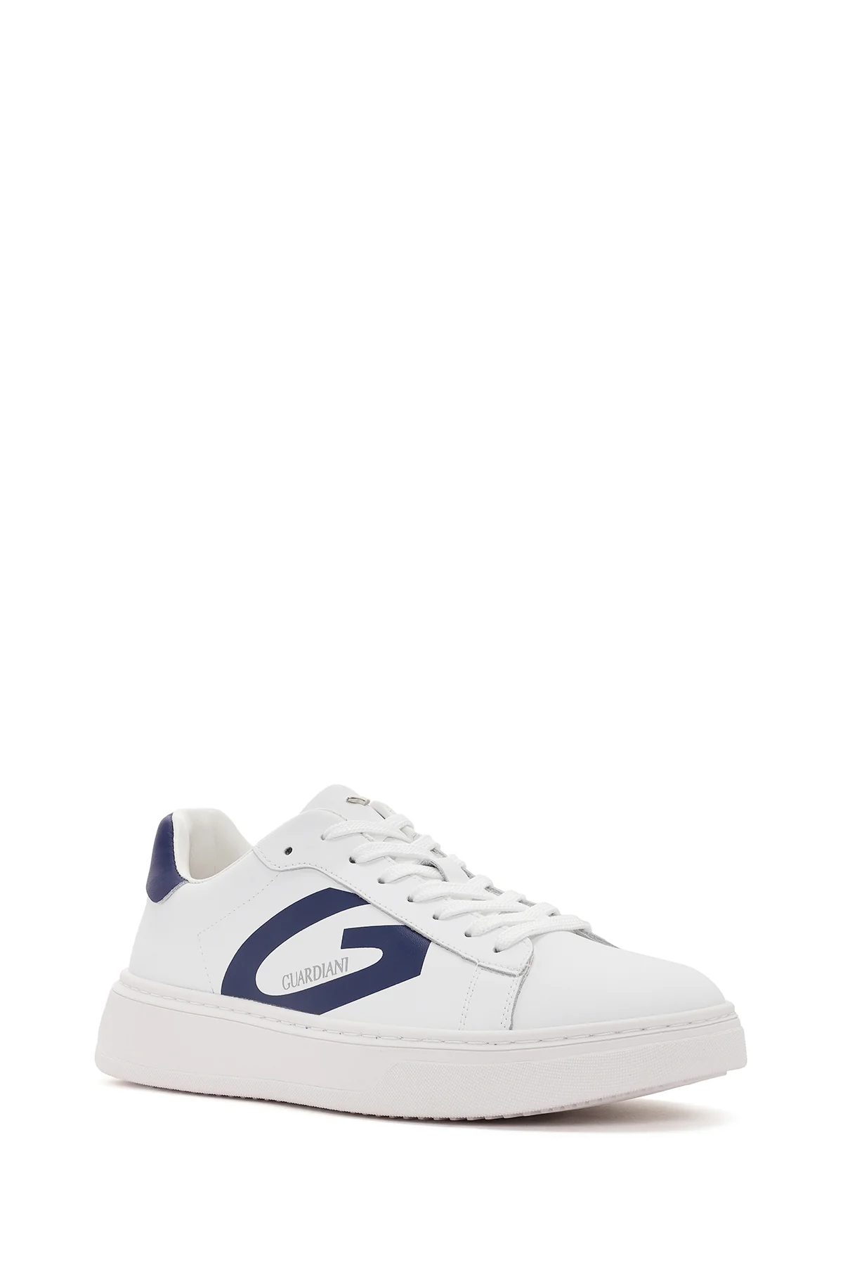 Alberto Guardiani Erkek Beyaz New Era Bağcıklı Deri Sneaker - Image 7