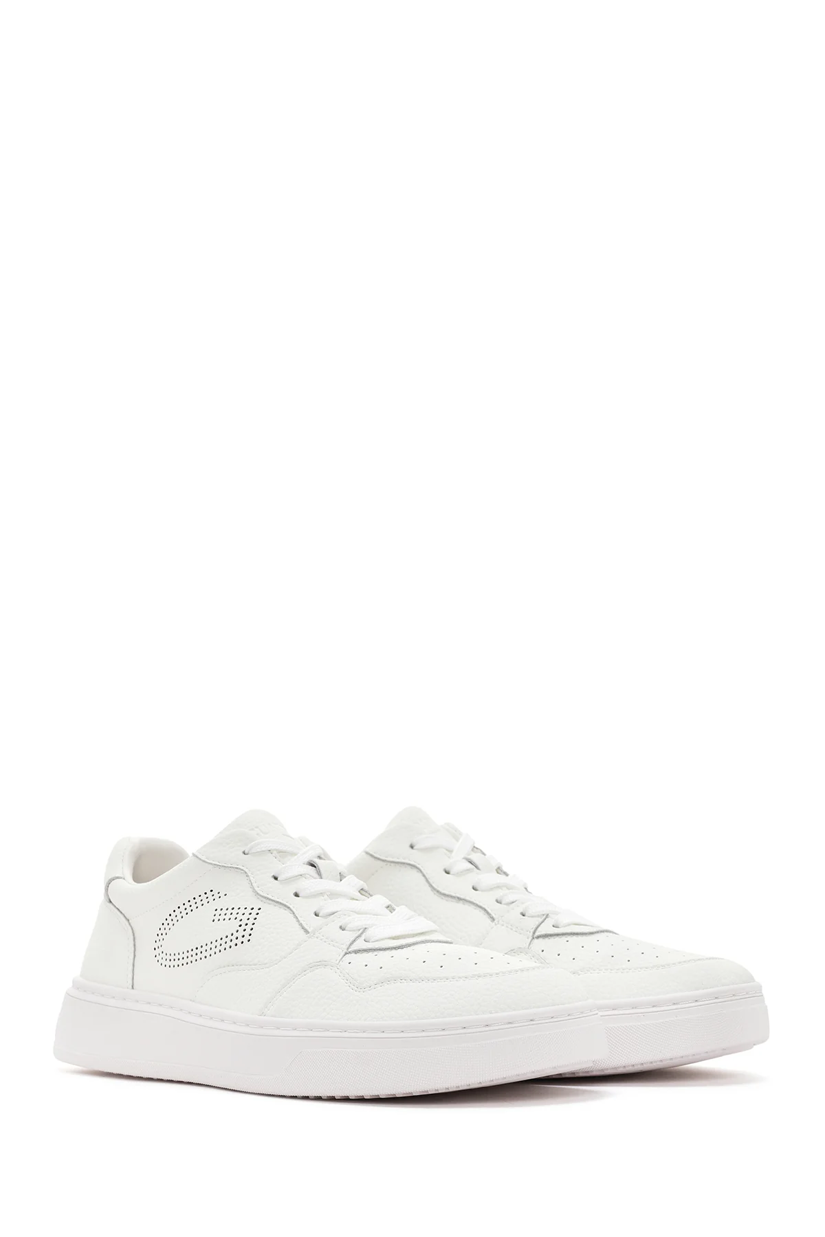 Alberto Guardiani Erkek Beyaz New Era Bağcıklı Deri Sneaker - Image 3
