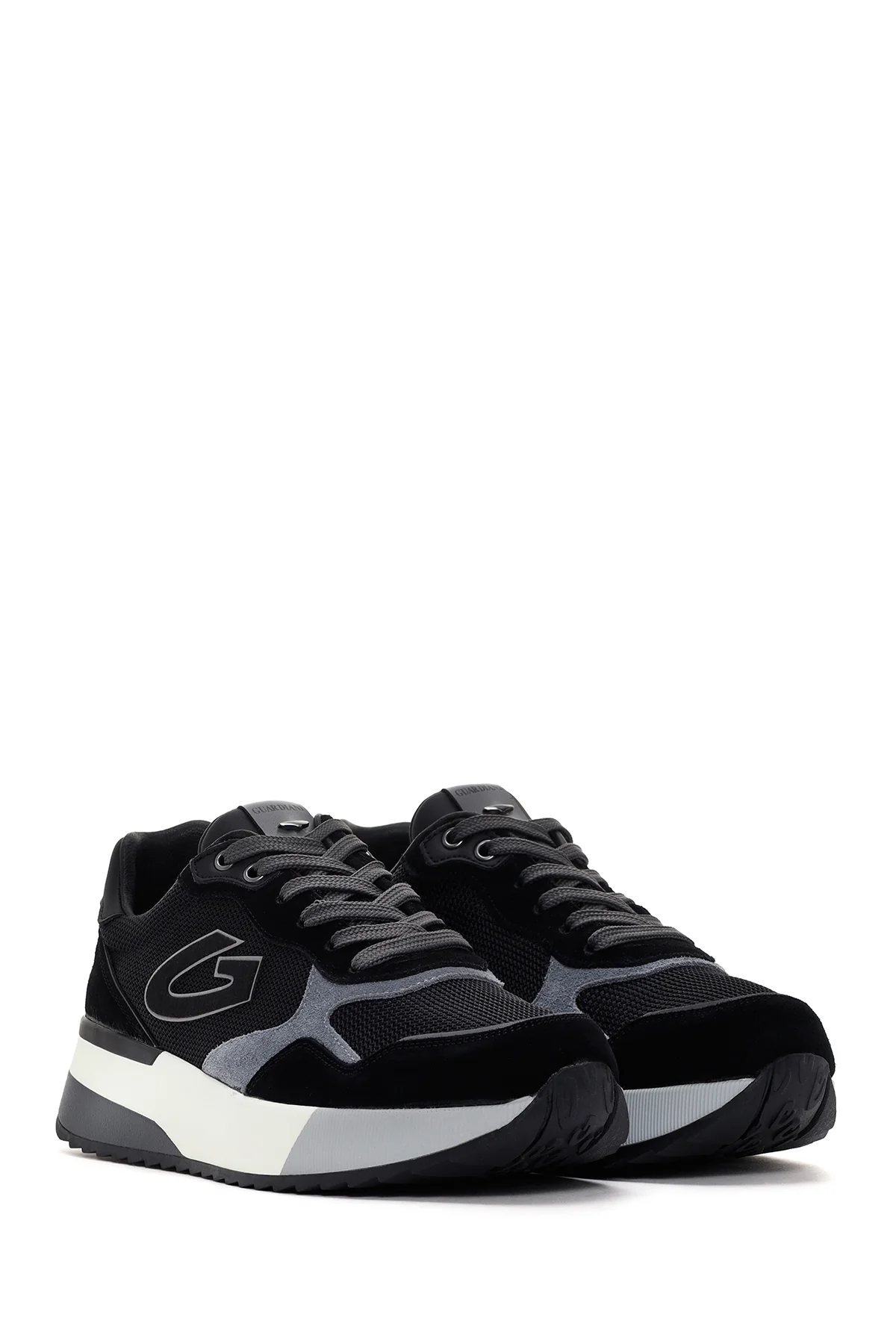 Alberto Guardiani Erkek Siyah Gri Winner Kalın Tabanlı Deri Sneaker - Image 3