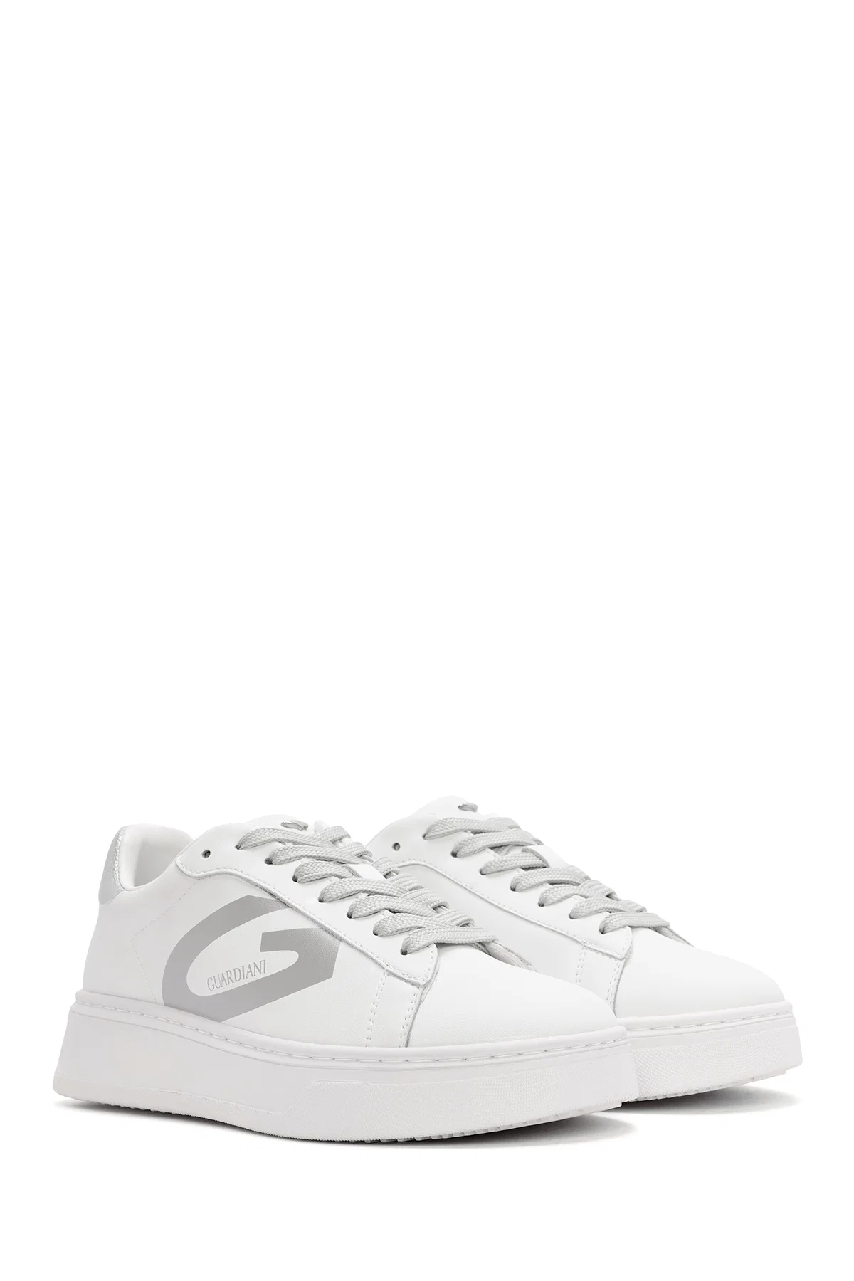 Alberto Guardiani Kadın Beyaz New Era Bağcıklı Deri Sneaker - Image 3