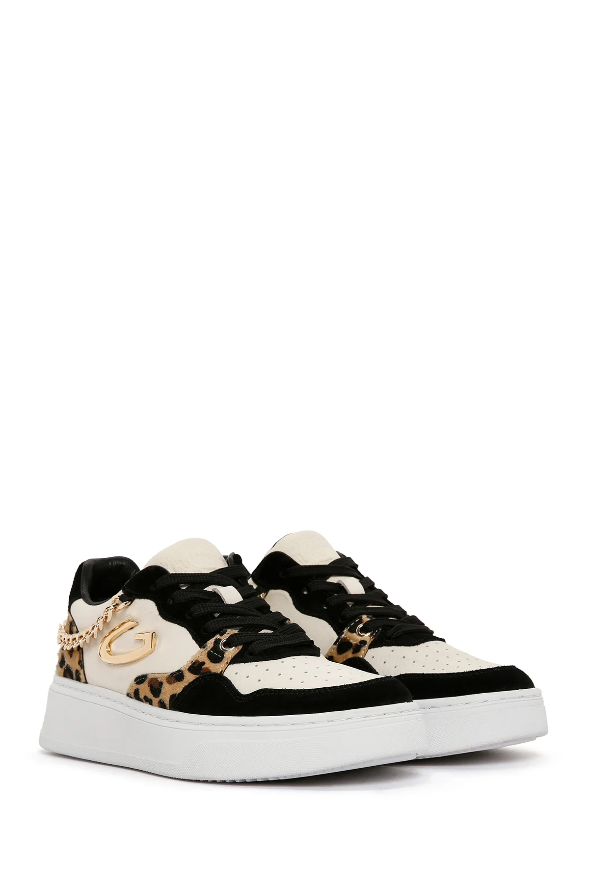 Alberto Guardiani Kadın Siyah Zincirli Deri Sneaker - Image 3