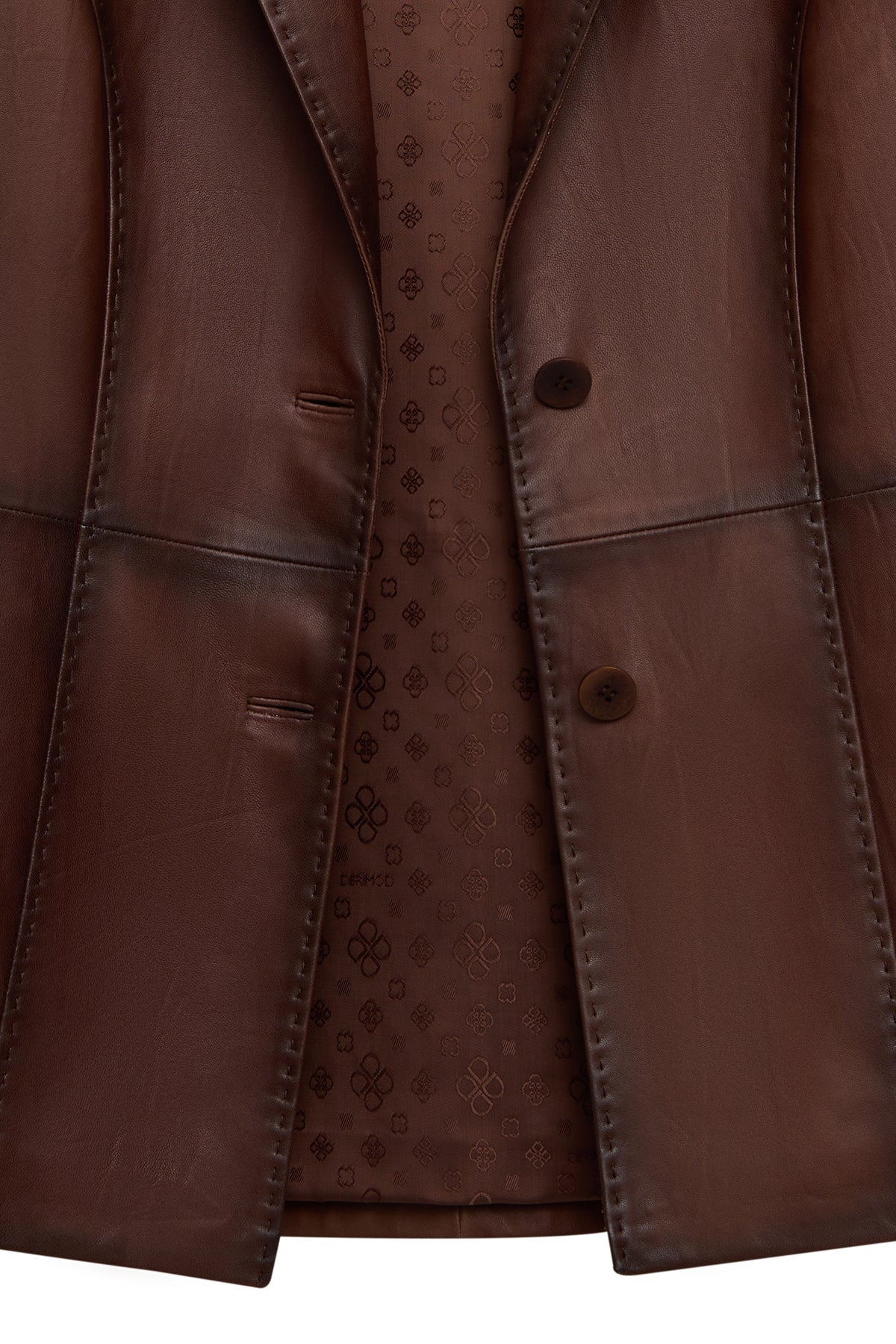 Barbara Kadın Kahverengi Blazer Deri Ceket - Image 2