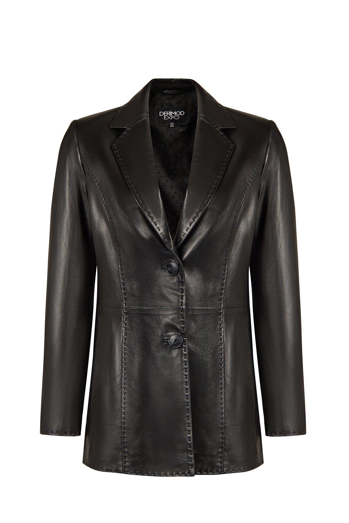 Barbara Kadın Siyah Blazer Deri Ceket - Image 6