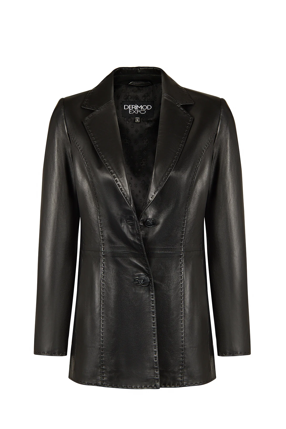 Barbara Kadın Siyah Blazer Deri Ceket - Image 7