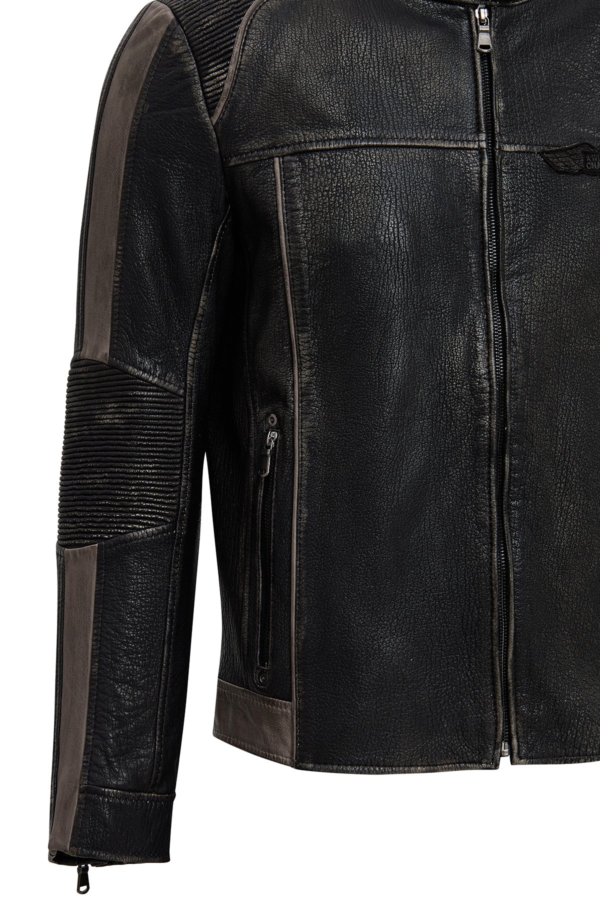 Barry Erkek Gri Hakim Yaka Slim-Fit Deri Mont - Image 6
