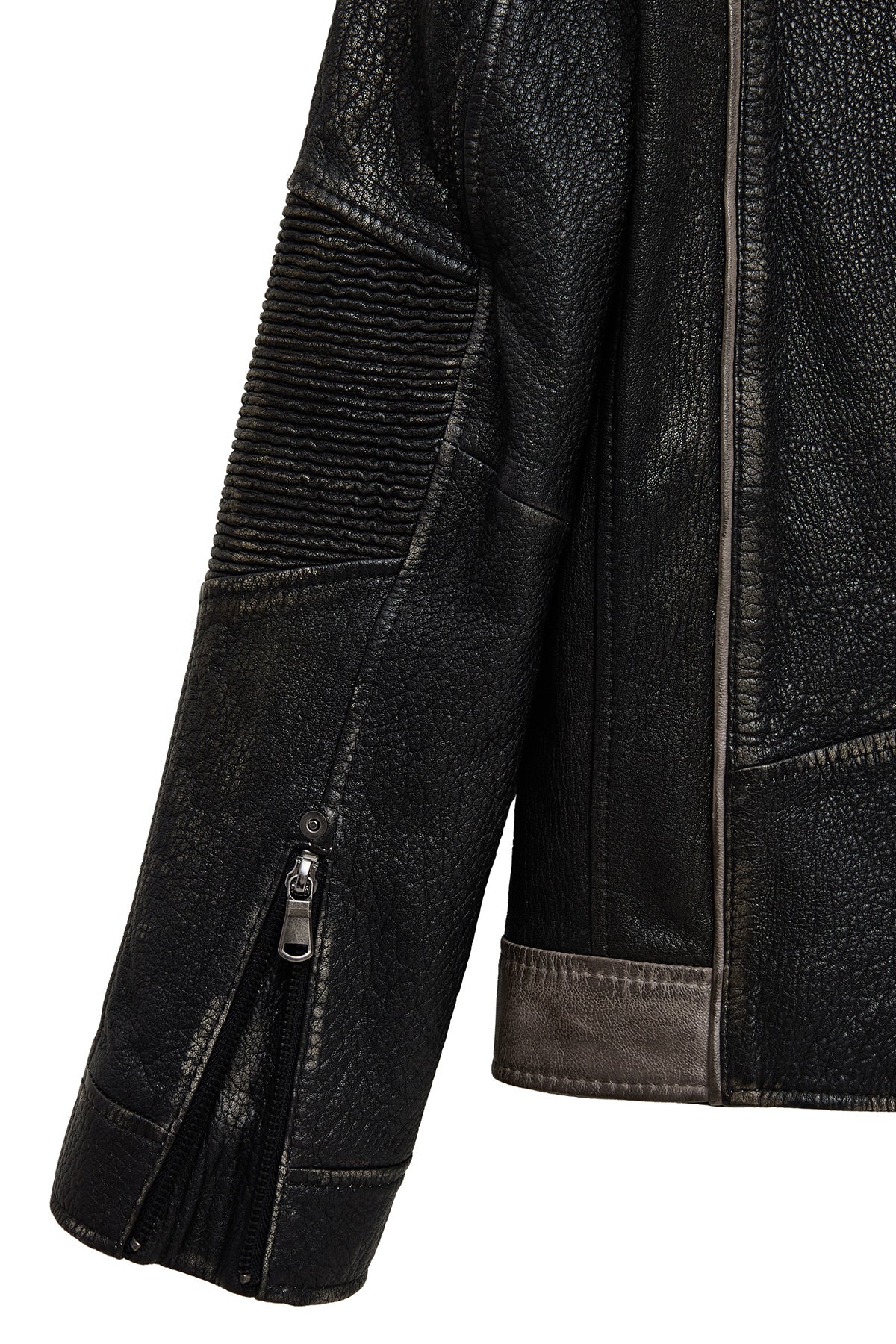 Barry Erkek Gri Hakim Yaka Slim-Fit Deri Mont - Image 7