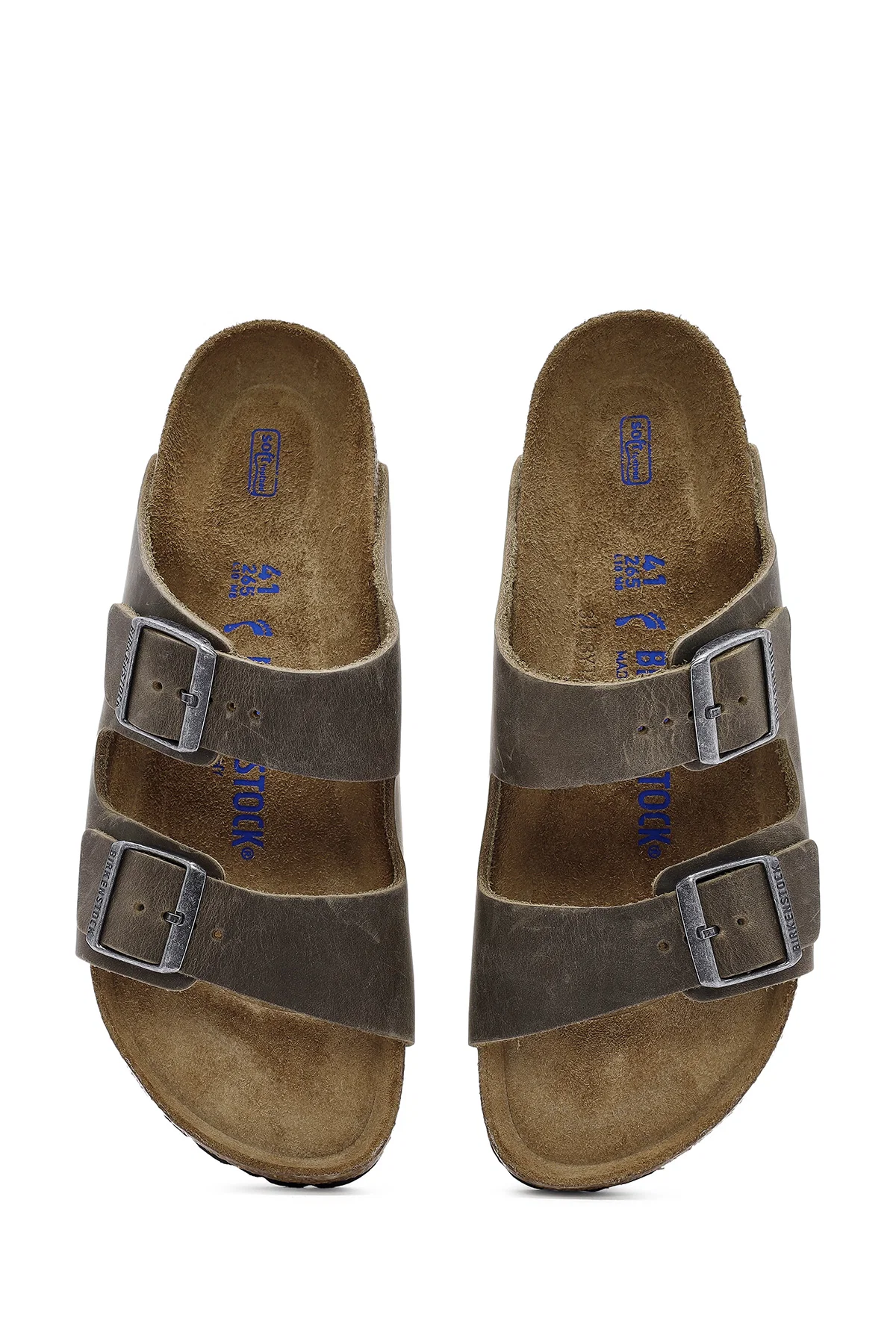 Birkenstock Erkek Haki Arizona Çift Tokalı Nubuk Deri Terlik - Image 8