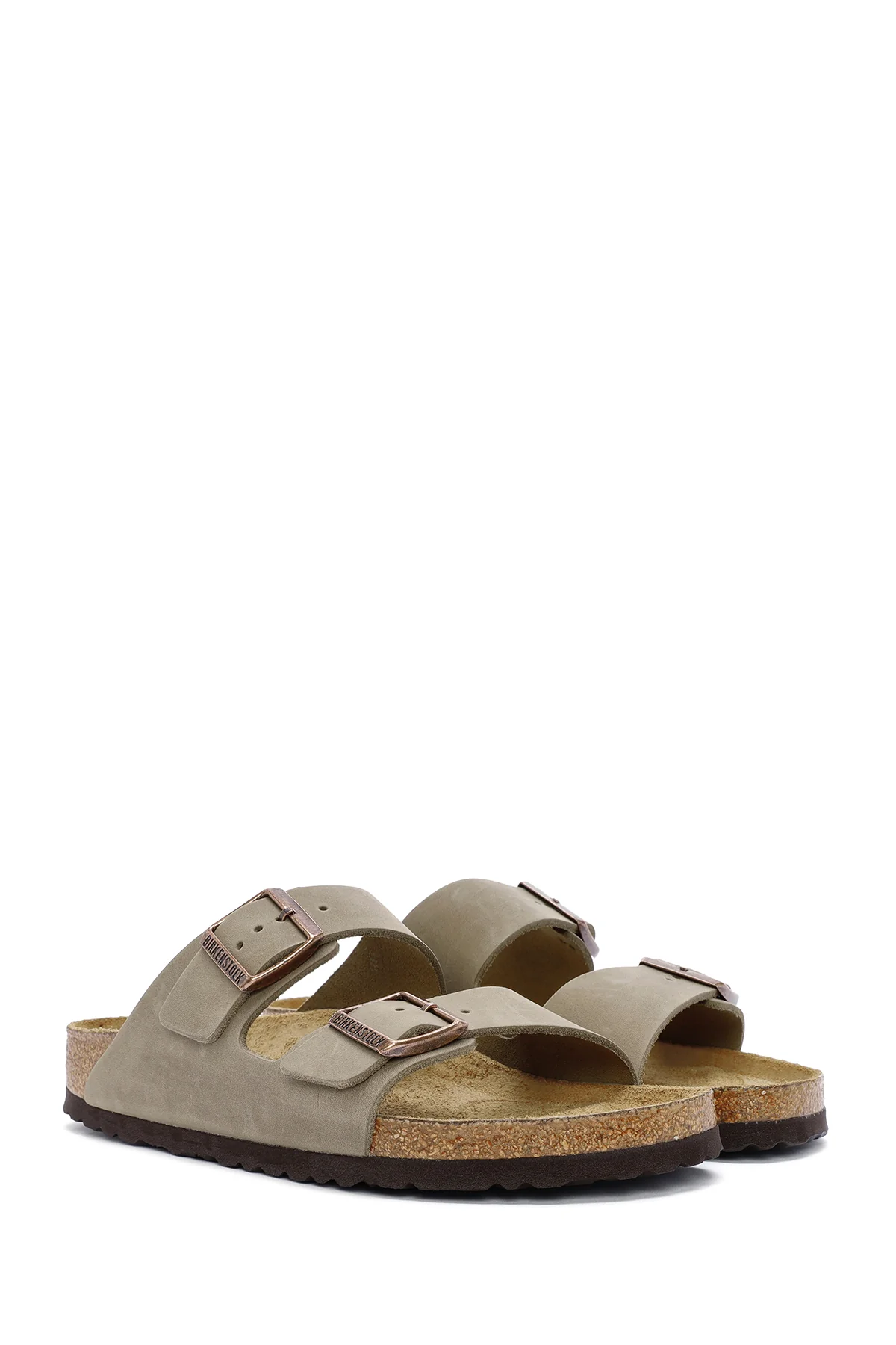 Birkenstock Erkek Kahverengi Arizona Çift Tokalı Deri Terlik - Image 3