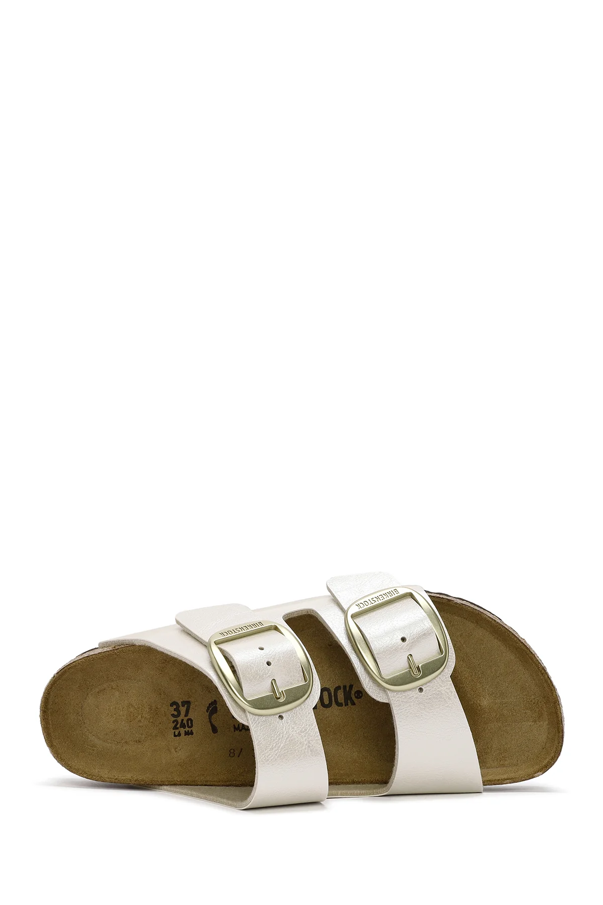 Birkenstock Kadın Beyaz Arizona Big Buckle Bf Graceful Çift Bantlı Metalik Terlik - Image 8