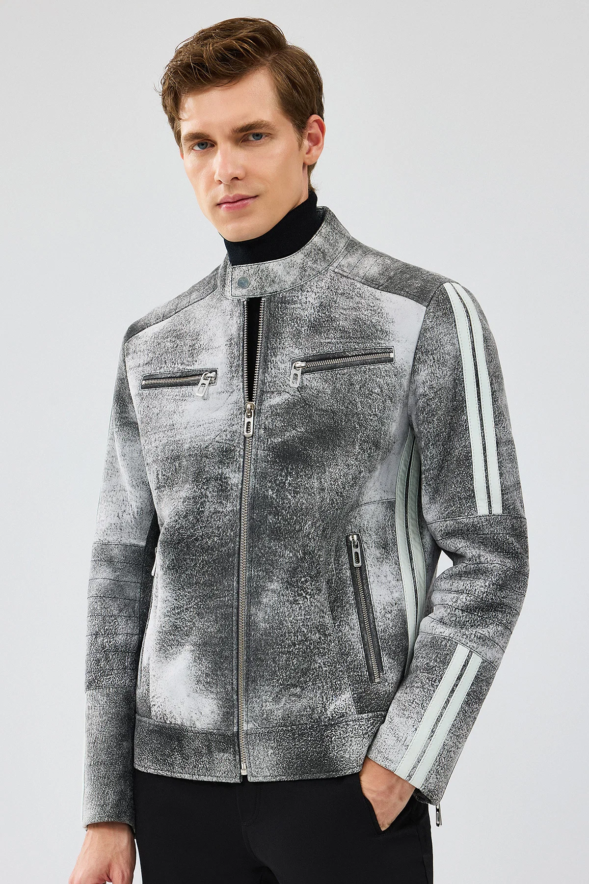 Carrera Erkek Gri Nubuk Deri Spor Ceket - Image 3