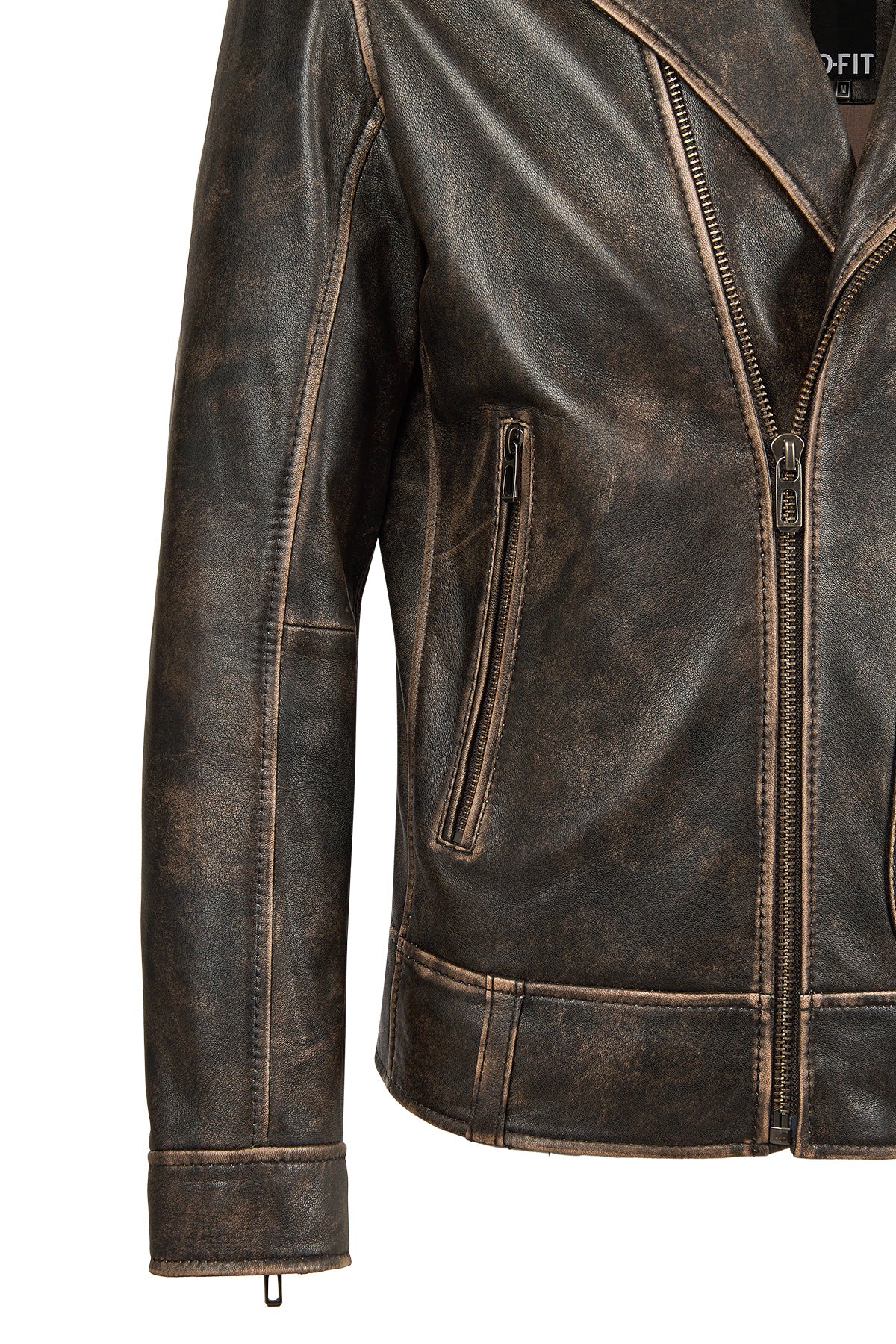 Carter Erkek Kahverengi Biker Deri Mont - Image 11
