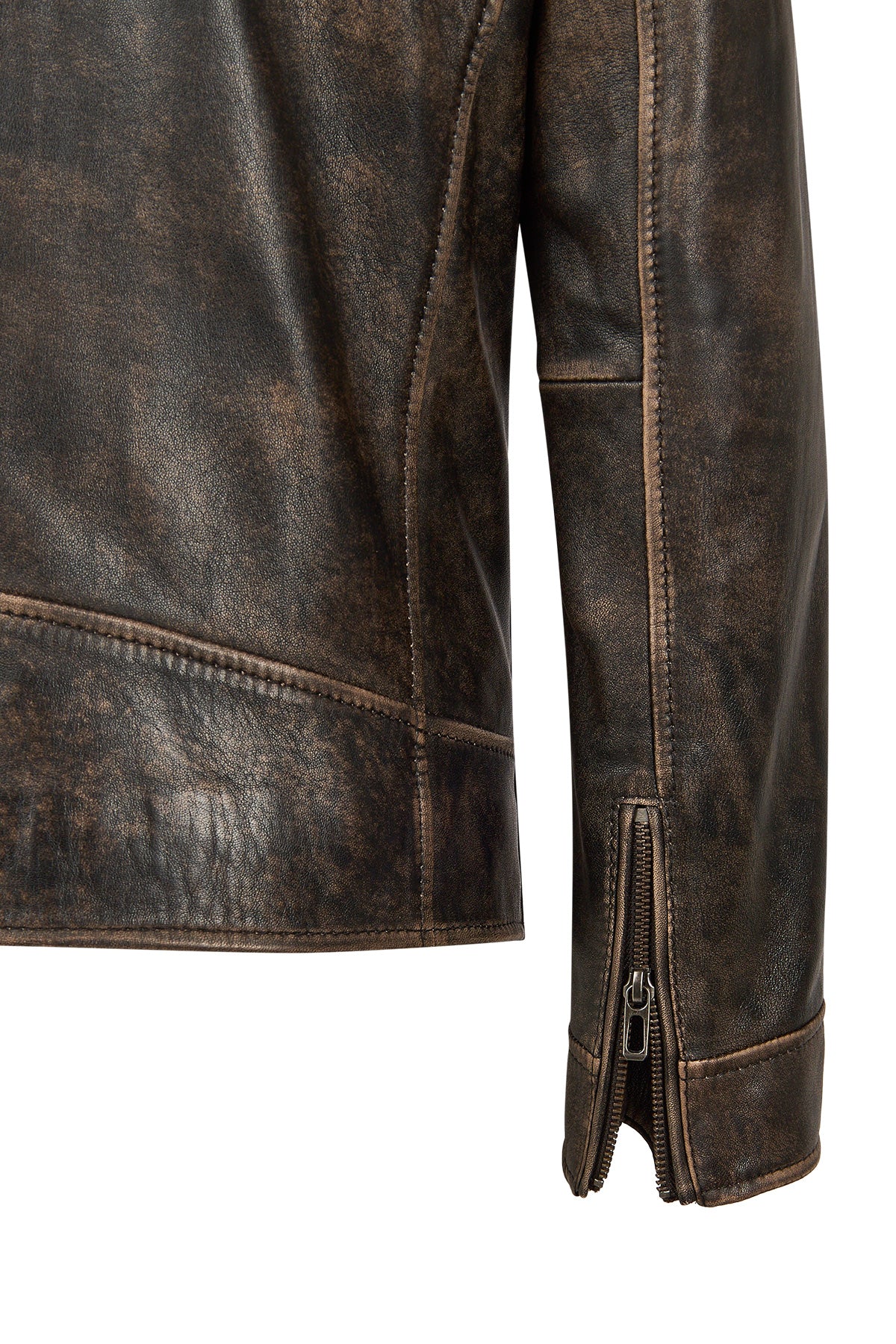 Carter Erkek Kahverengi Biker Deri Mont - Image 12