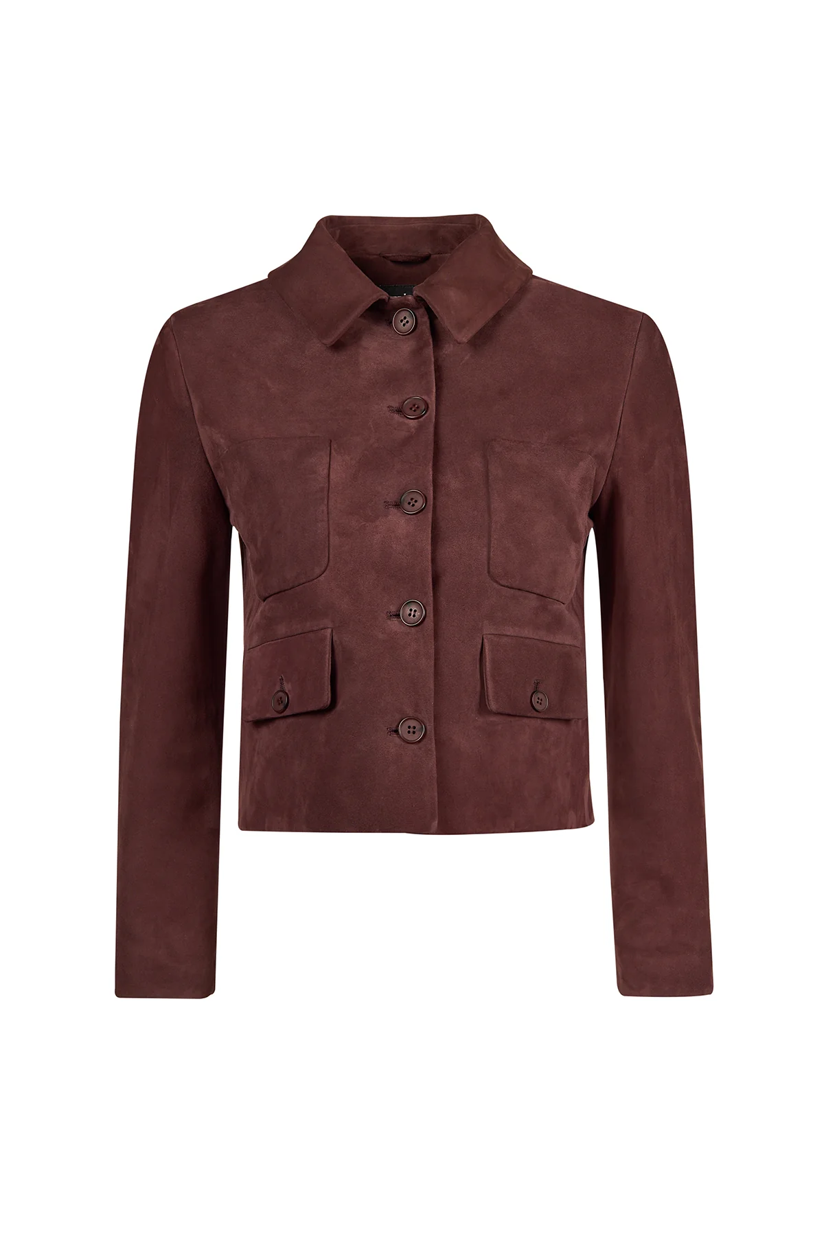 Cassandra Kadın Bordo Slim-Fit Süet Deri Ceket - Image 4