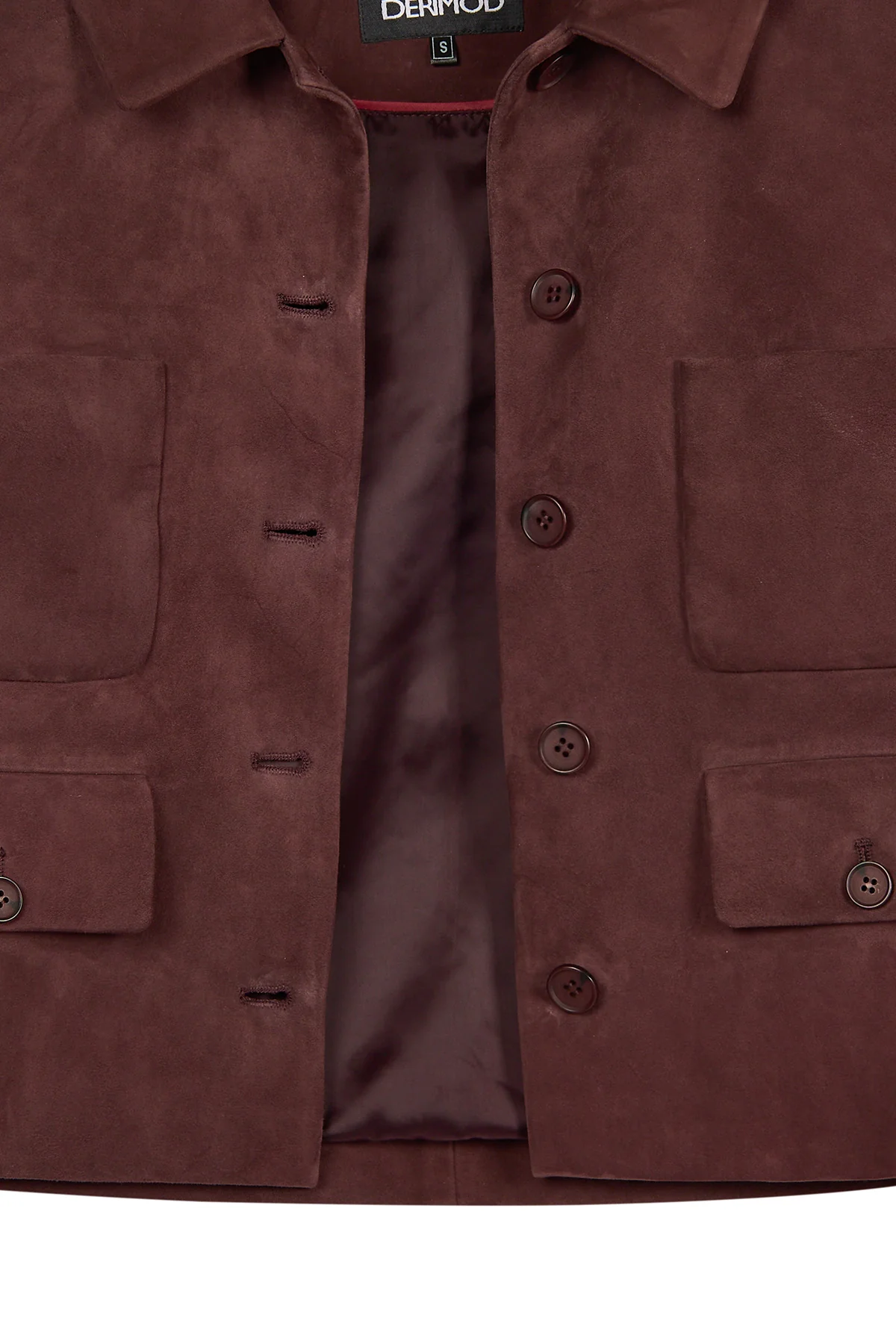 Cassandra Kadın Bordo Slim-Fit Süet Deri Ceket - Image 8