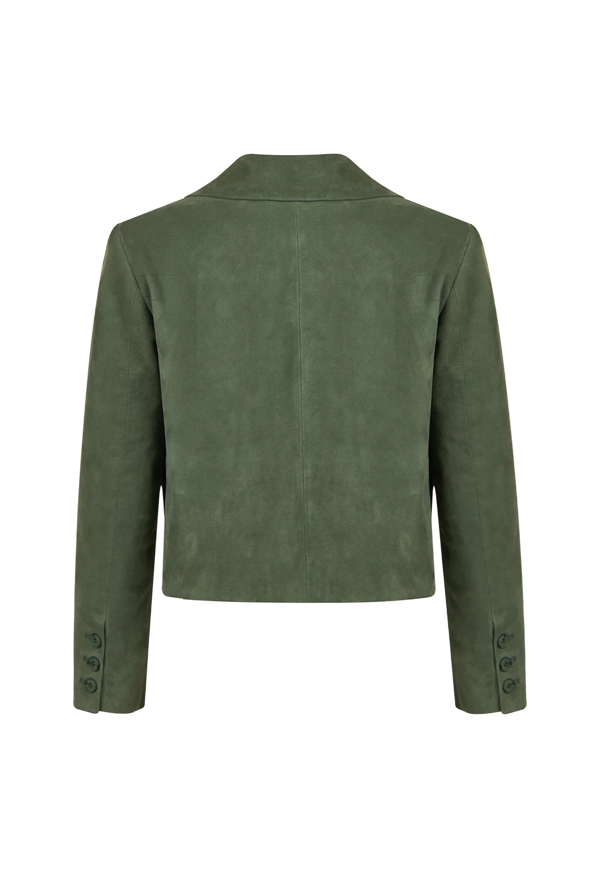 Cassandra Kadın Yeşil Slim-Fit Süet Deri Ceket - Image 3