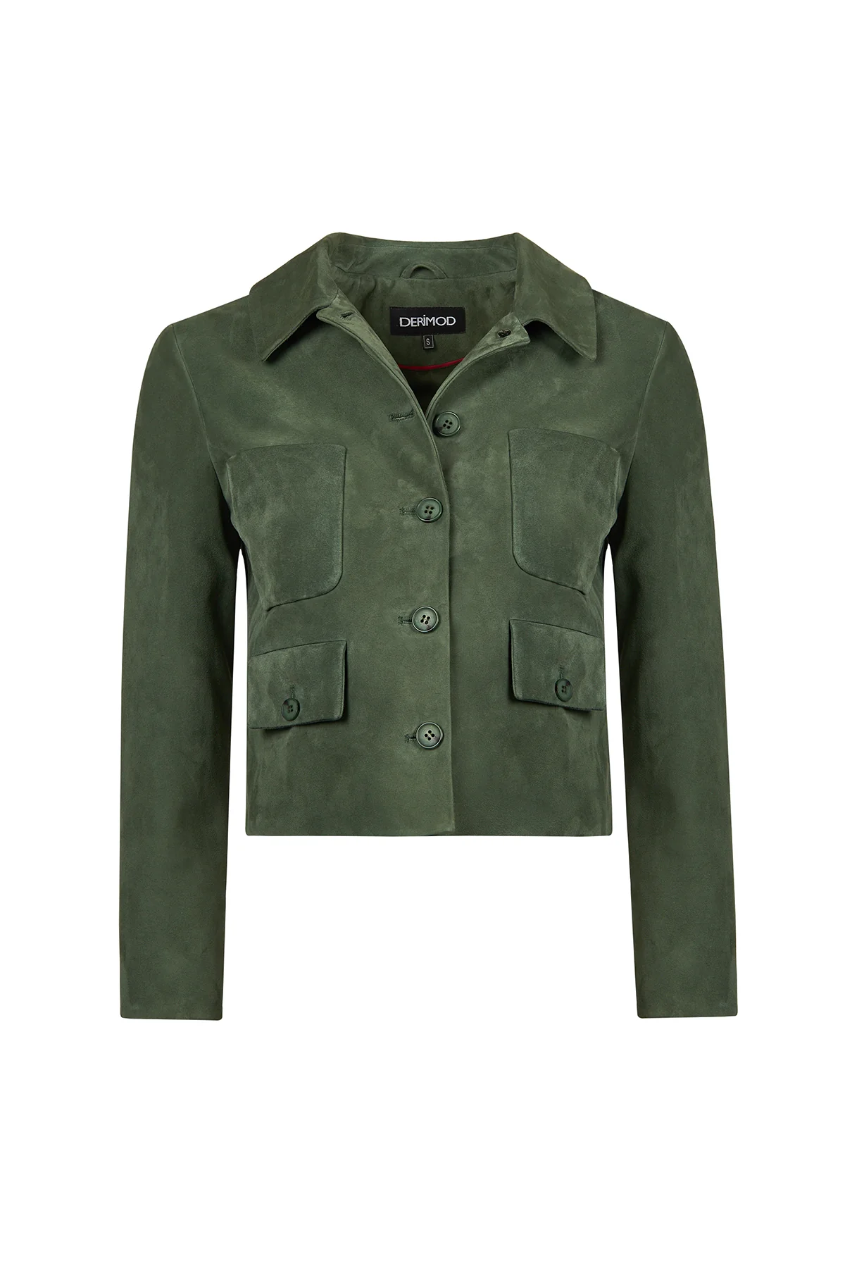 Cassandra Kadın Yeşil Slim-Fit Süet Deri Ceket - Image 4