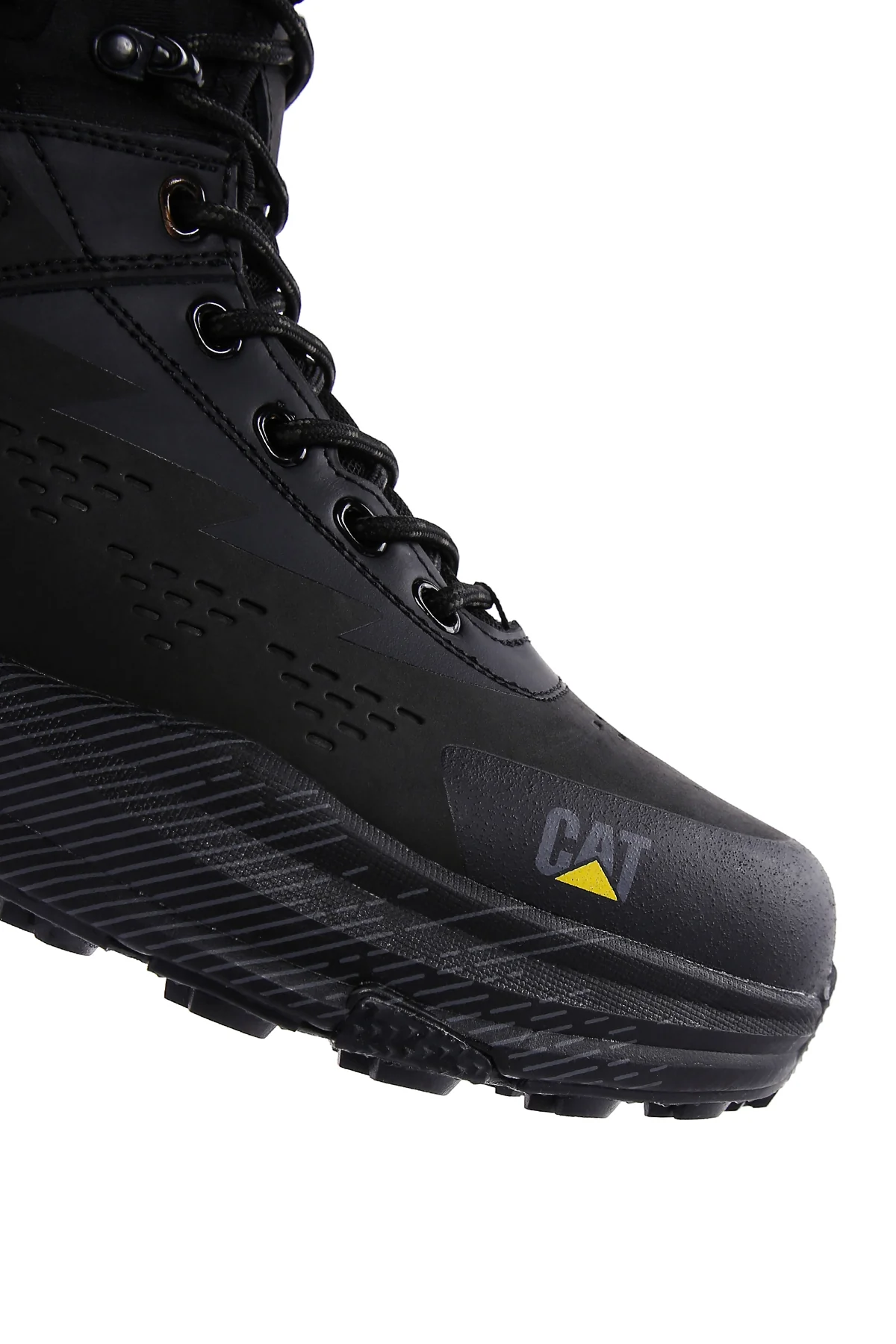 Cat Caterpillar Erkek Siyah Deri Waterproof Outdoor Bot - Image 9