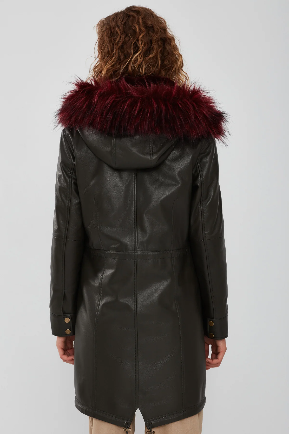 Celine Kadın Yeşil Kapüşonlu Kürklü Parka - Image 4