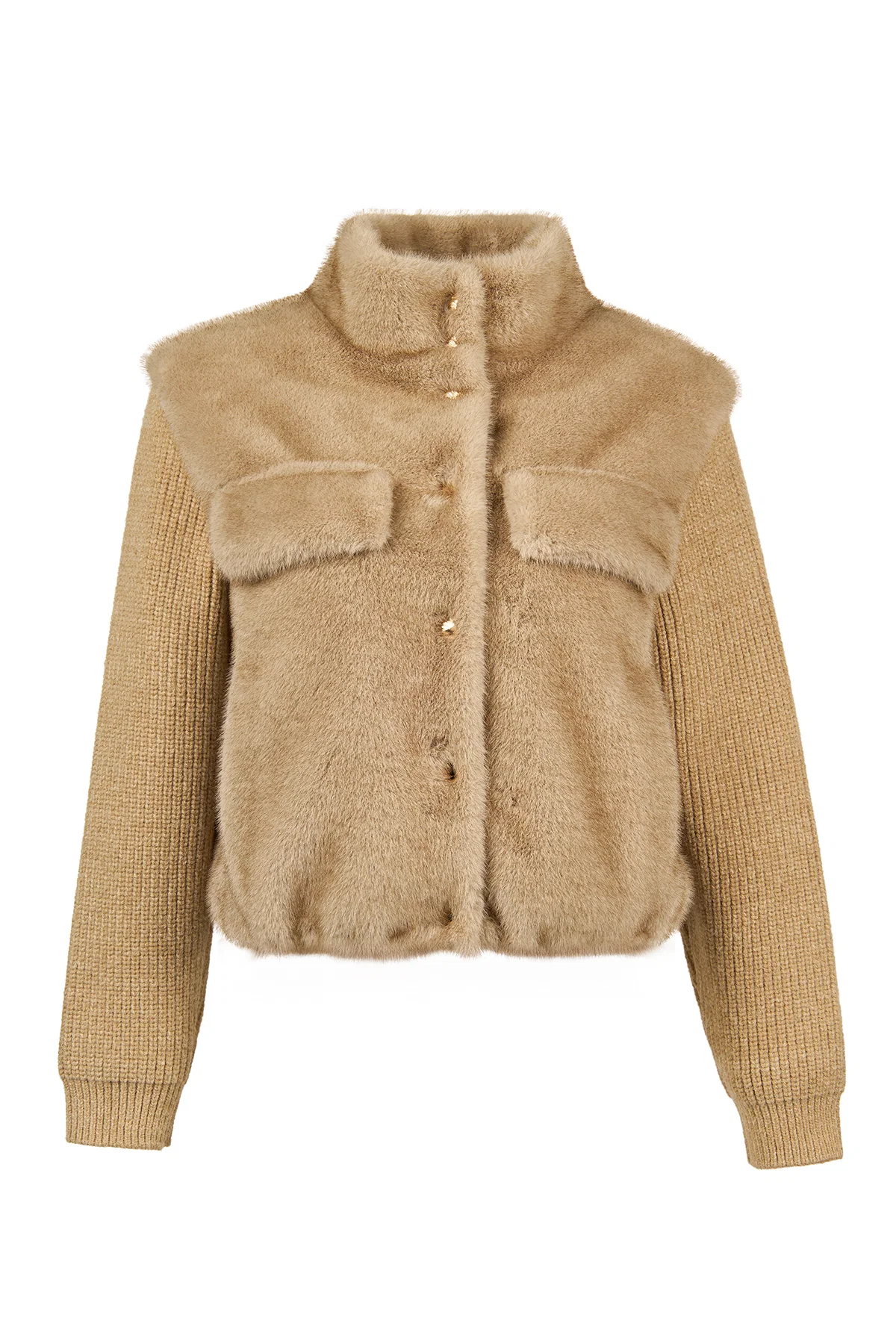 Cortina Kadın Bej Kısa Teddy Mont - Image 11