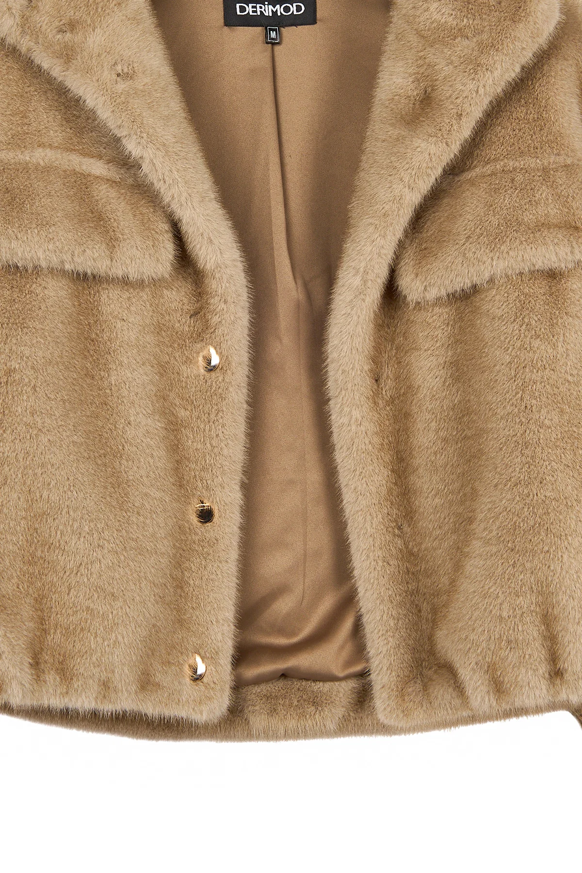 Cortina Kadın Bej Kısa Teddy Mont - Image 14