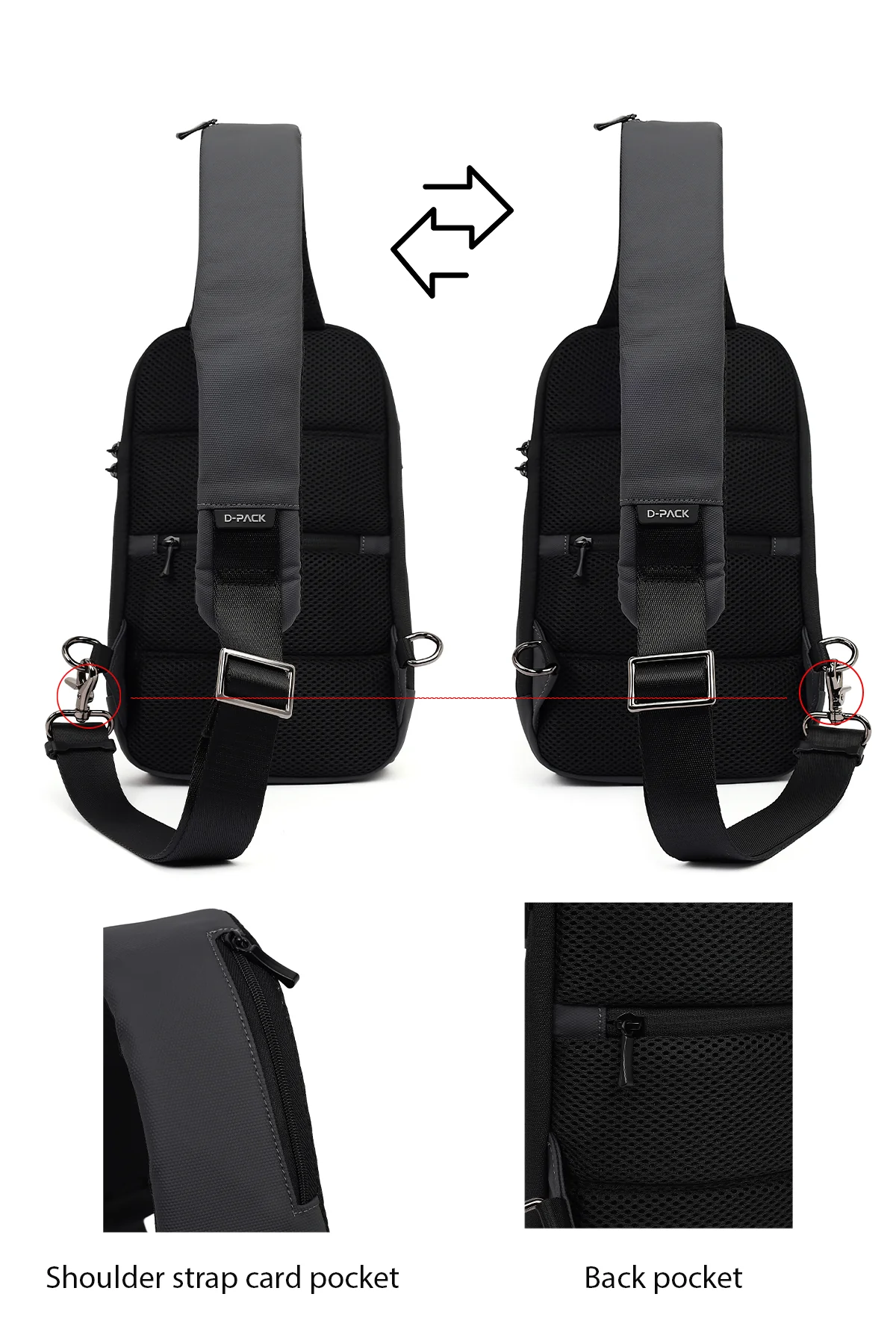 D-Pack Erkek Gri Teknolojik Çapraz Çanta - Image 4