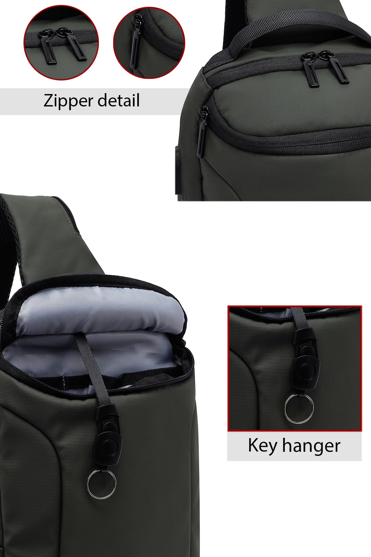 D-Pack Erkek Haki Teknolojik Kumaş Çapraz Çanta - Image 4