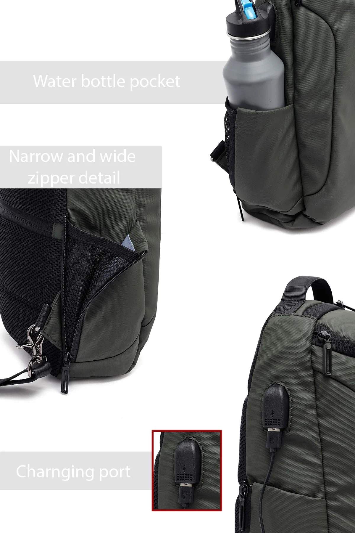 D-Pack Erkek Haki Teknolojik Kumaş Çapraz Çanta - Image 7
