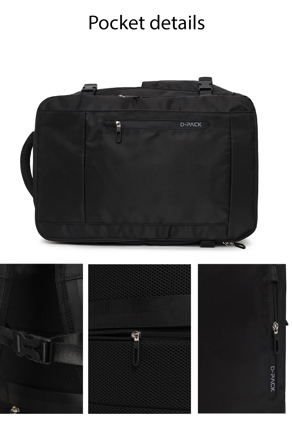D-Pack Erkek Siyah Kumaş Sırt Çantası - Image 10