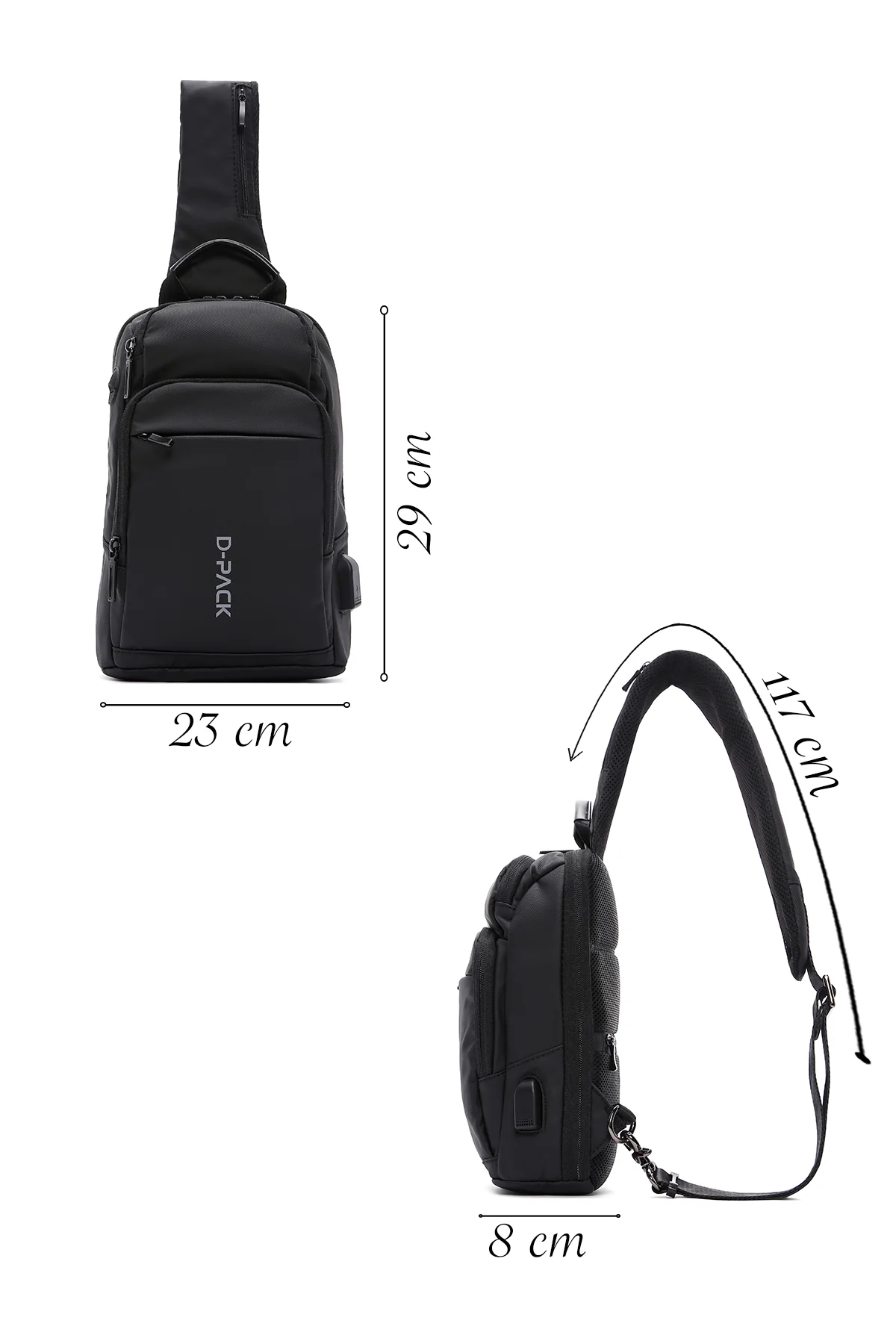 D-Pack Erkek Siyah Teknolojik Kumaş Çapraz Çanta - Image 3
