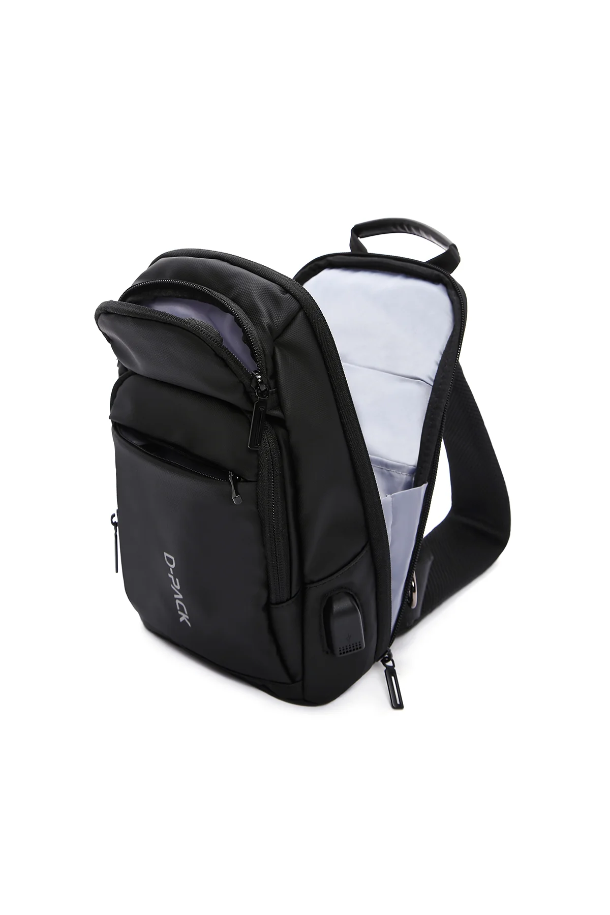 D-Pack Erkek Siyah Teknolojik Kumaş Çapraz Çanta - Image 8