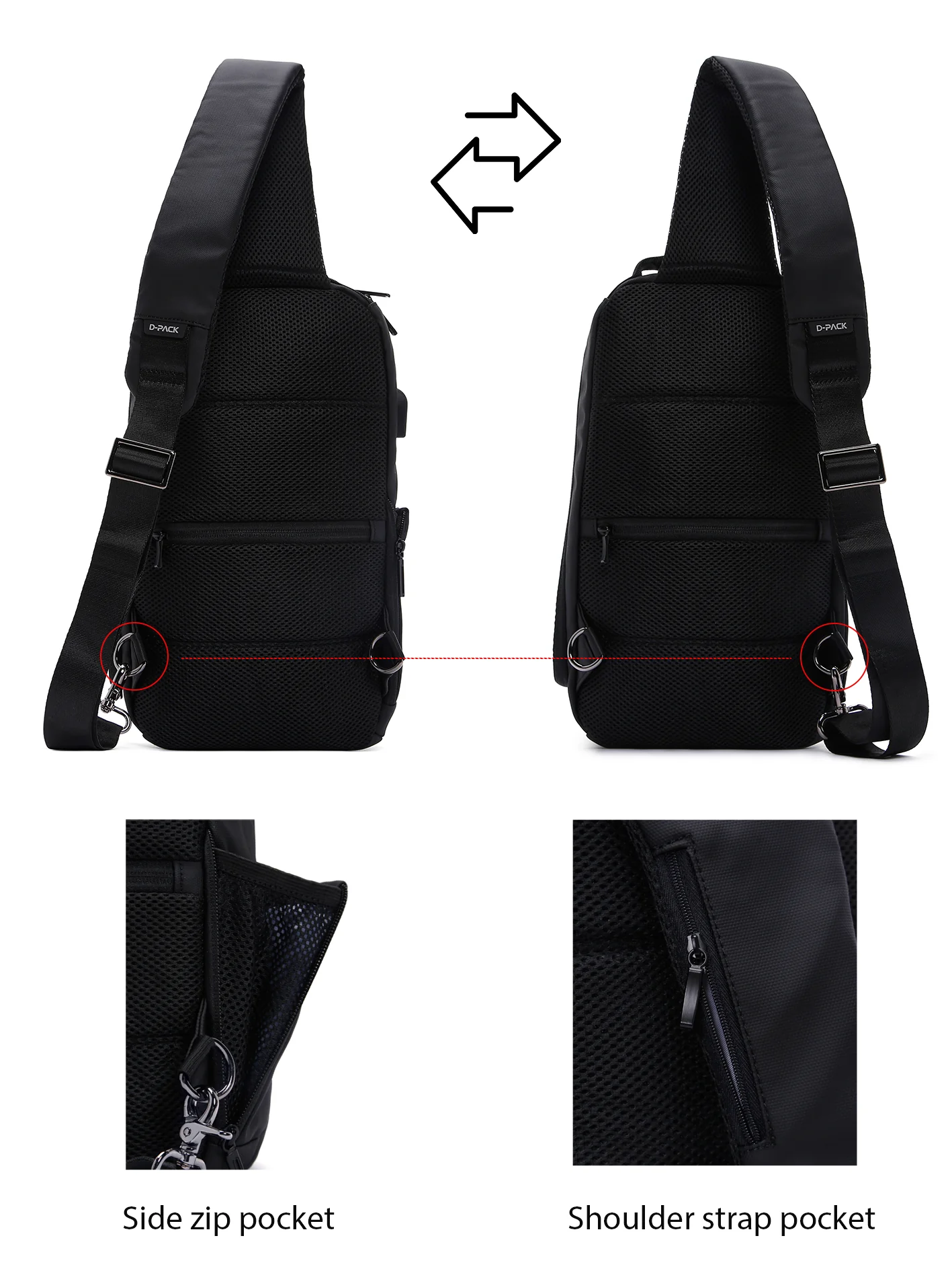 D-Pack Erkek Siyah Teknolojik Kumaş Çapraz Çanta - Image 16