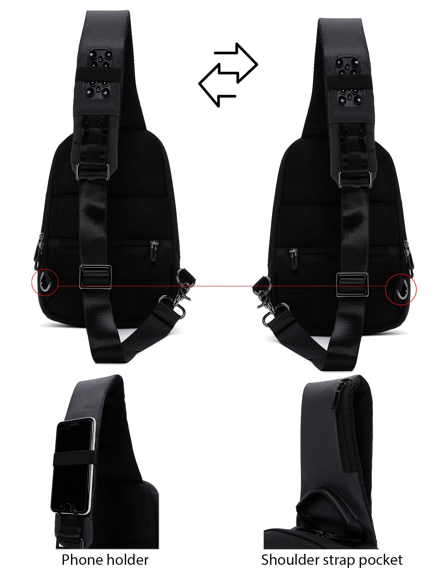 D-Pack Erkek Siyah Teknolojik Kumaş Çapraz Çanta - Image 4