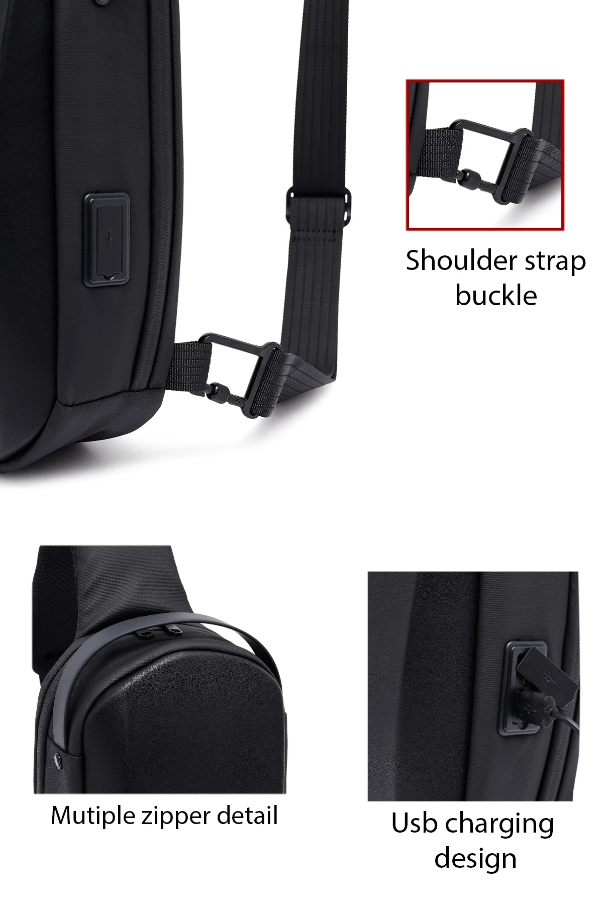 D-Pack Erkek Siyah Teknolojik Kumaş Çapraz Çanta - Image 6