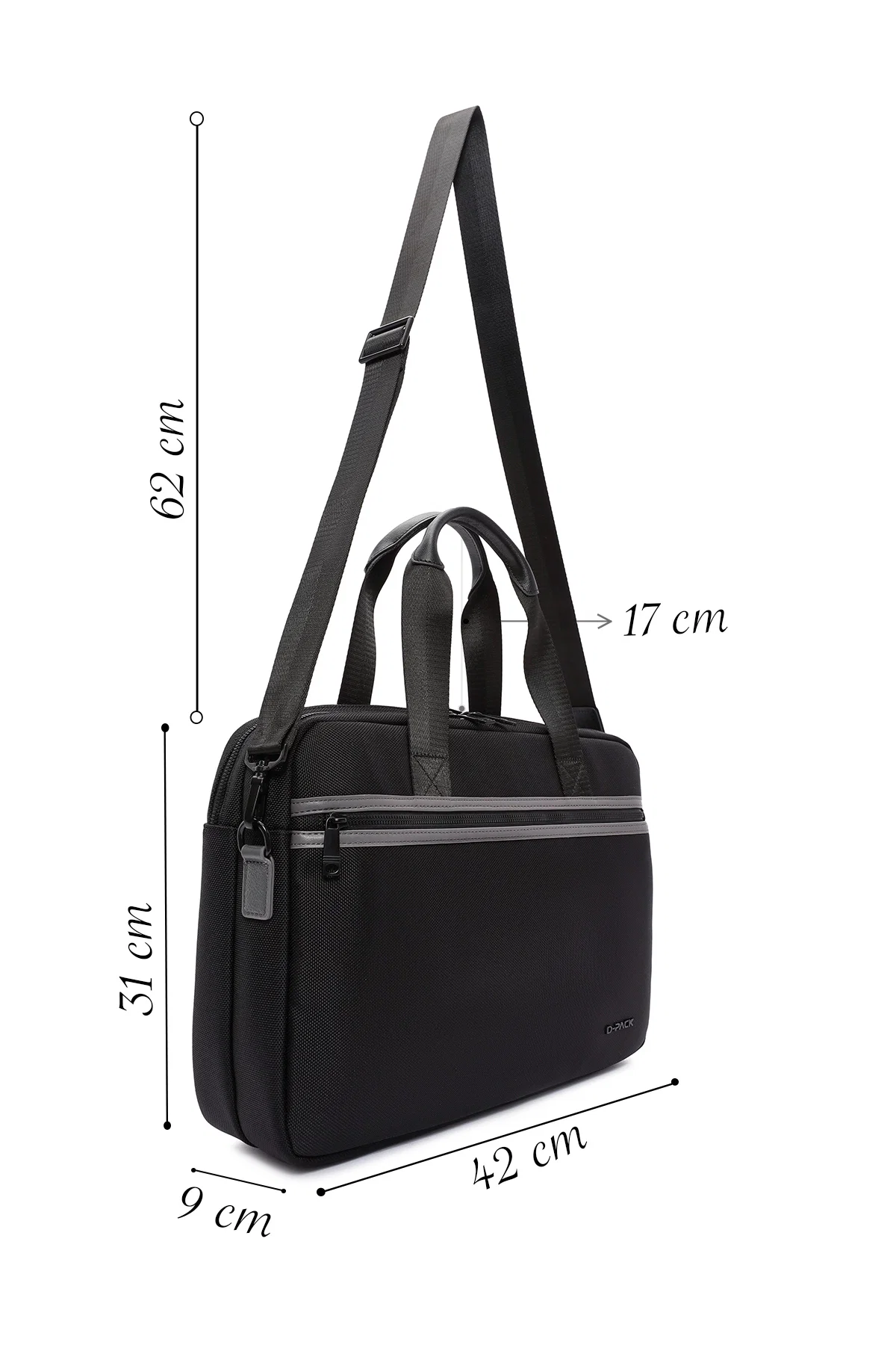 D-Pack Erkek Siyah Uzun Askılı Kumaş Evrak Çantası - Image 2