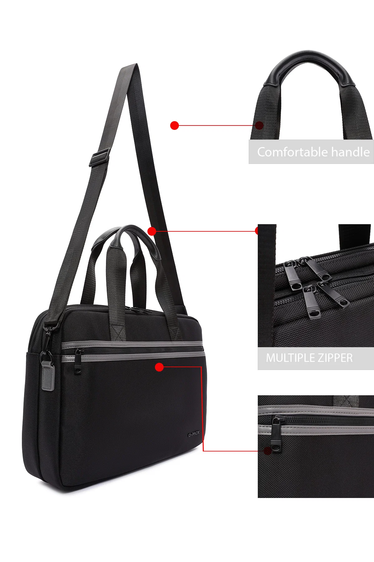 D-Pack Erkek Siyah Uzun Askılı Kumaş Evrak Çantası - Image 6