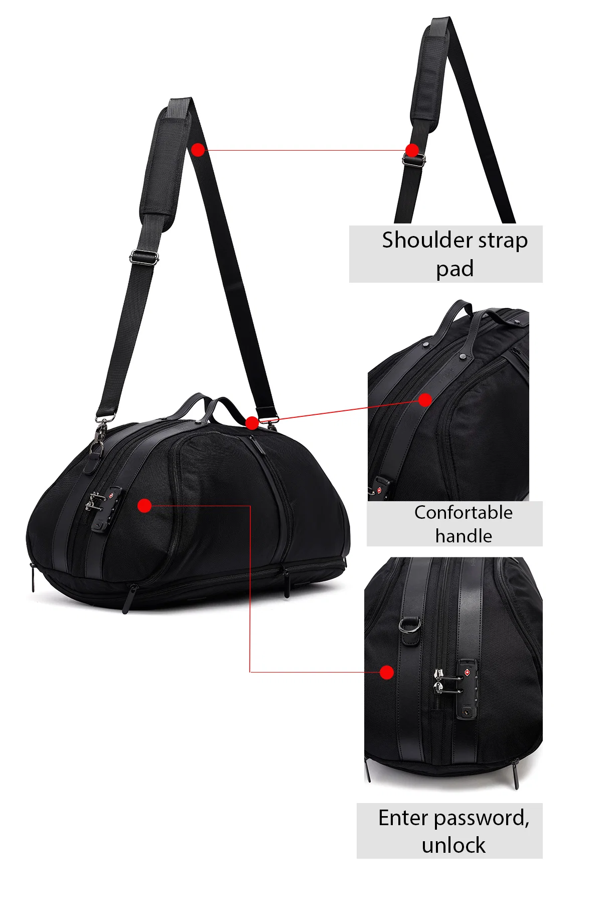 D-Pack Erkek Siyah Uzun Askılı Kumaş Seyahat Çantası - Image 6