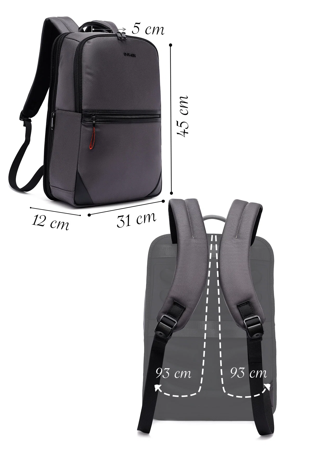D-Pack Unisex Gri Kumaş Sırt Çantası - Image 2