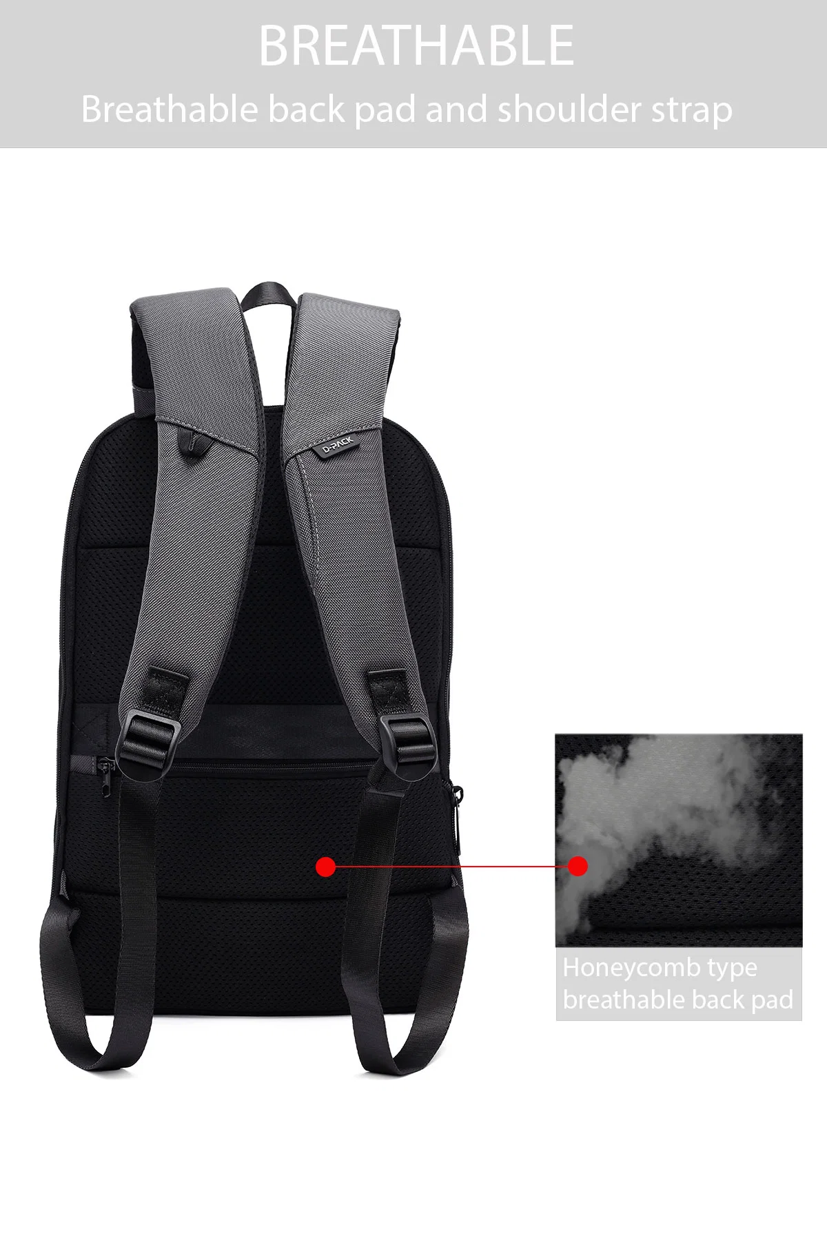 D-Pack Unisex Gri Sırt Çantası - Image 3