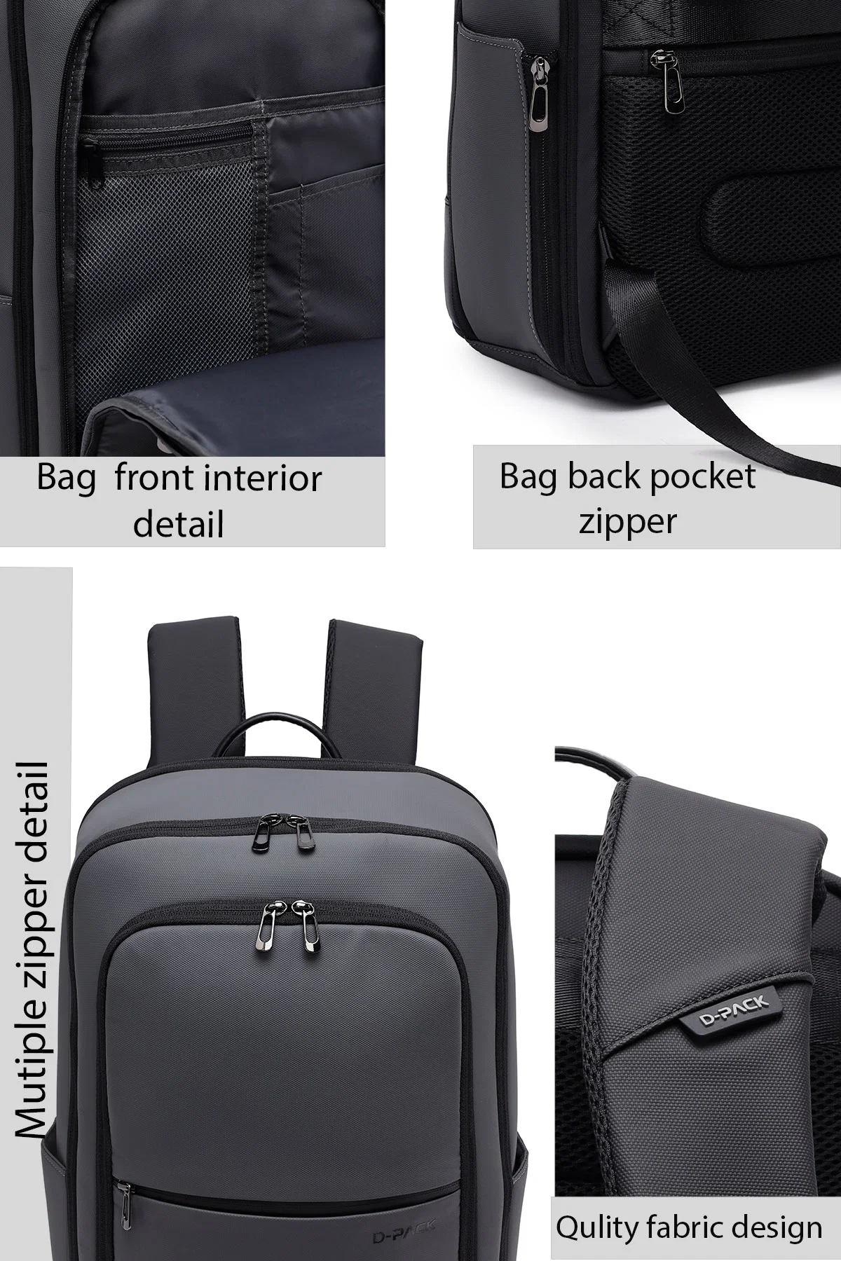 D-Pack Unisex Gri Sırt Çantası - Image 8