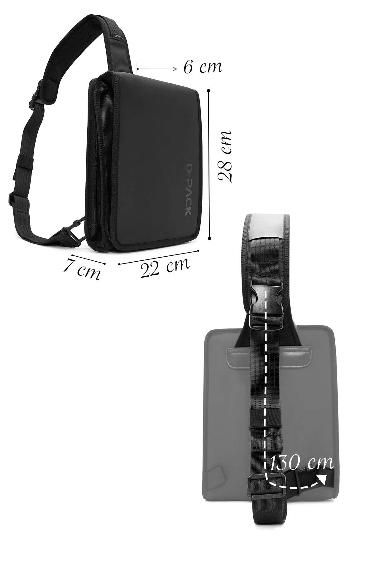 D-Pack Unisex Siyah Çapraz Çanta - Image 2
