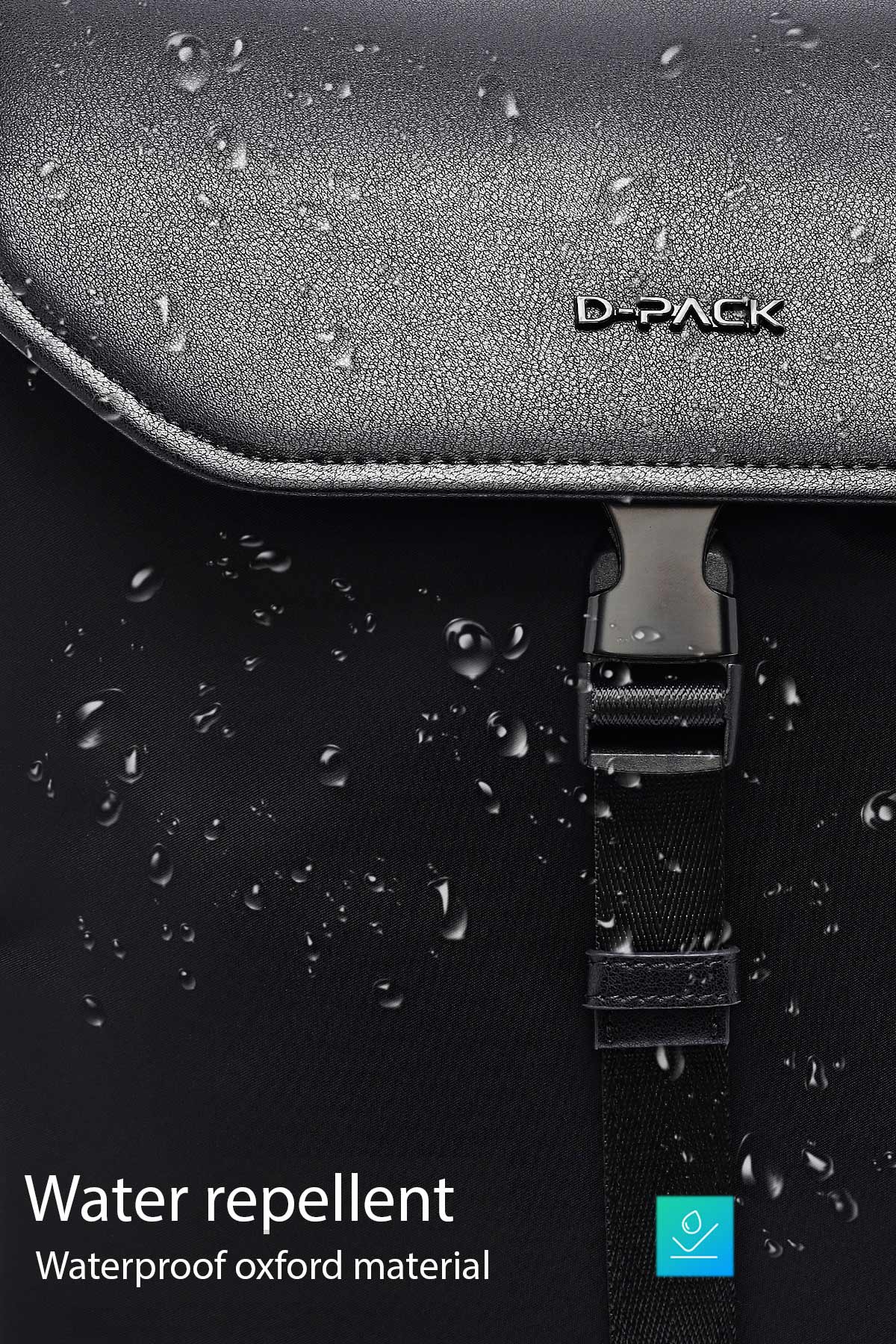 D-Pack Unisex Siyah Deri Sırt Çantası - Image 7
