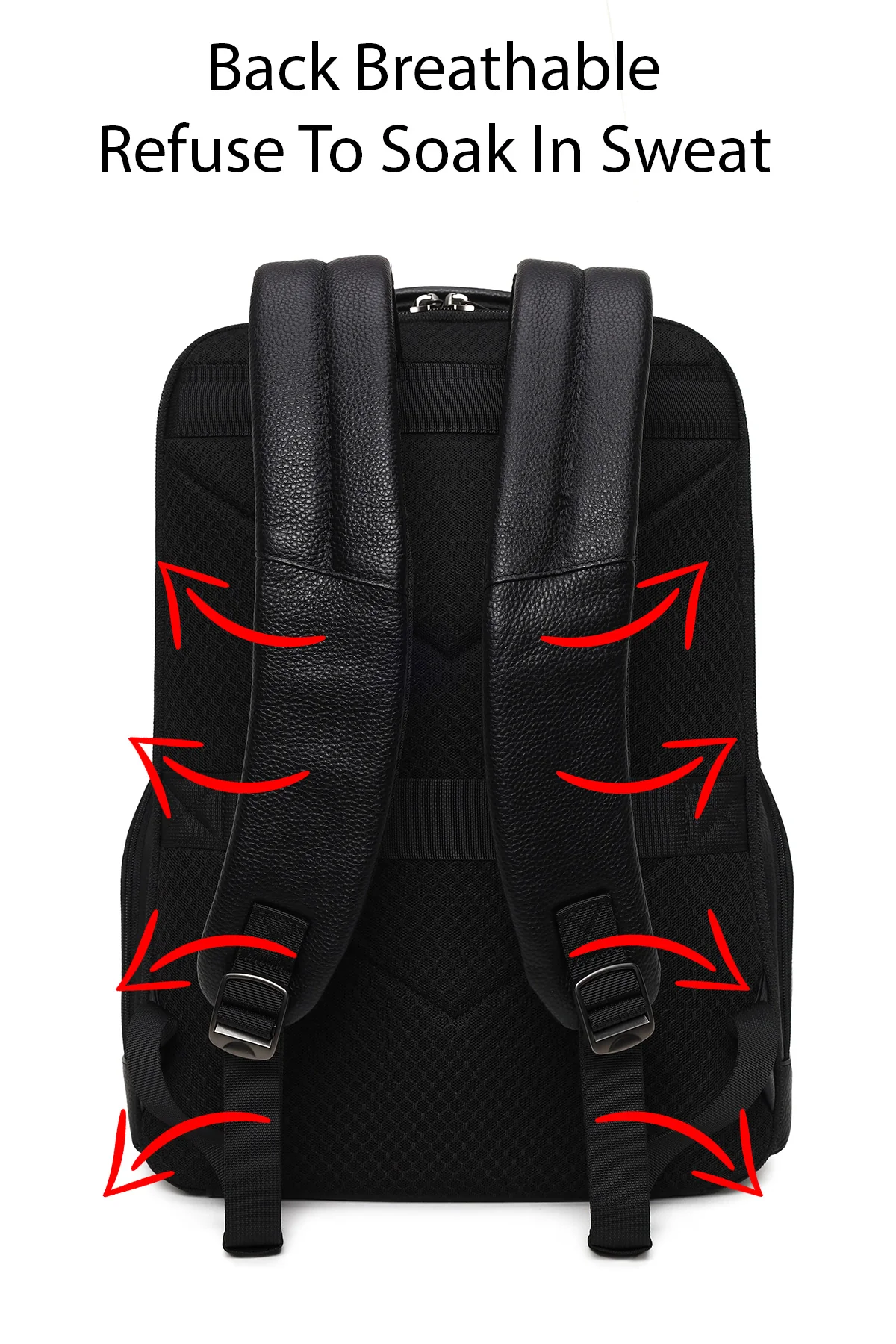 D-Pack Unisex Siyah Deri Sırt Çantası - Image 4