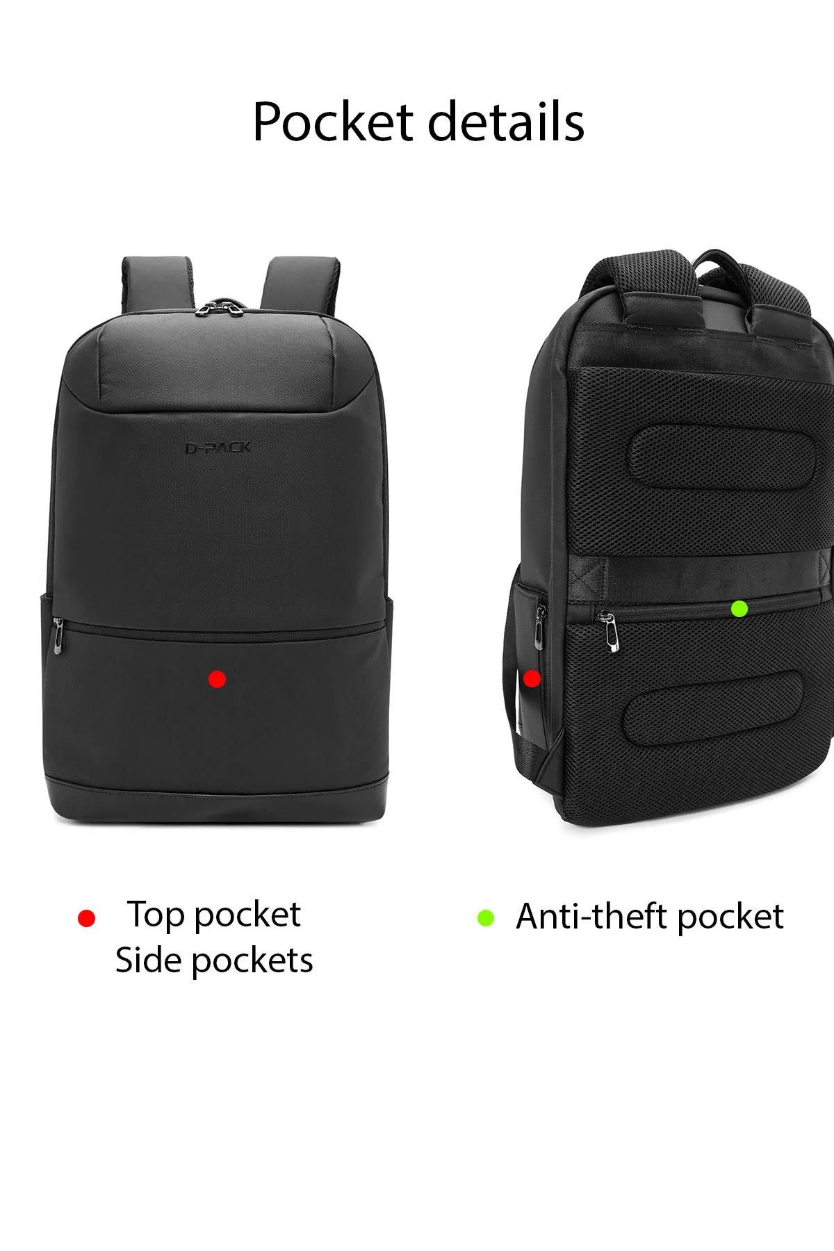 D-Pack Unisex Siyah Kumaş Sırt Çantası - Image 14