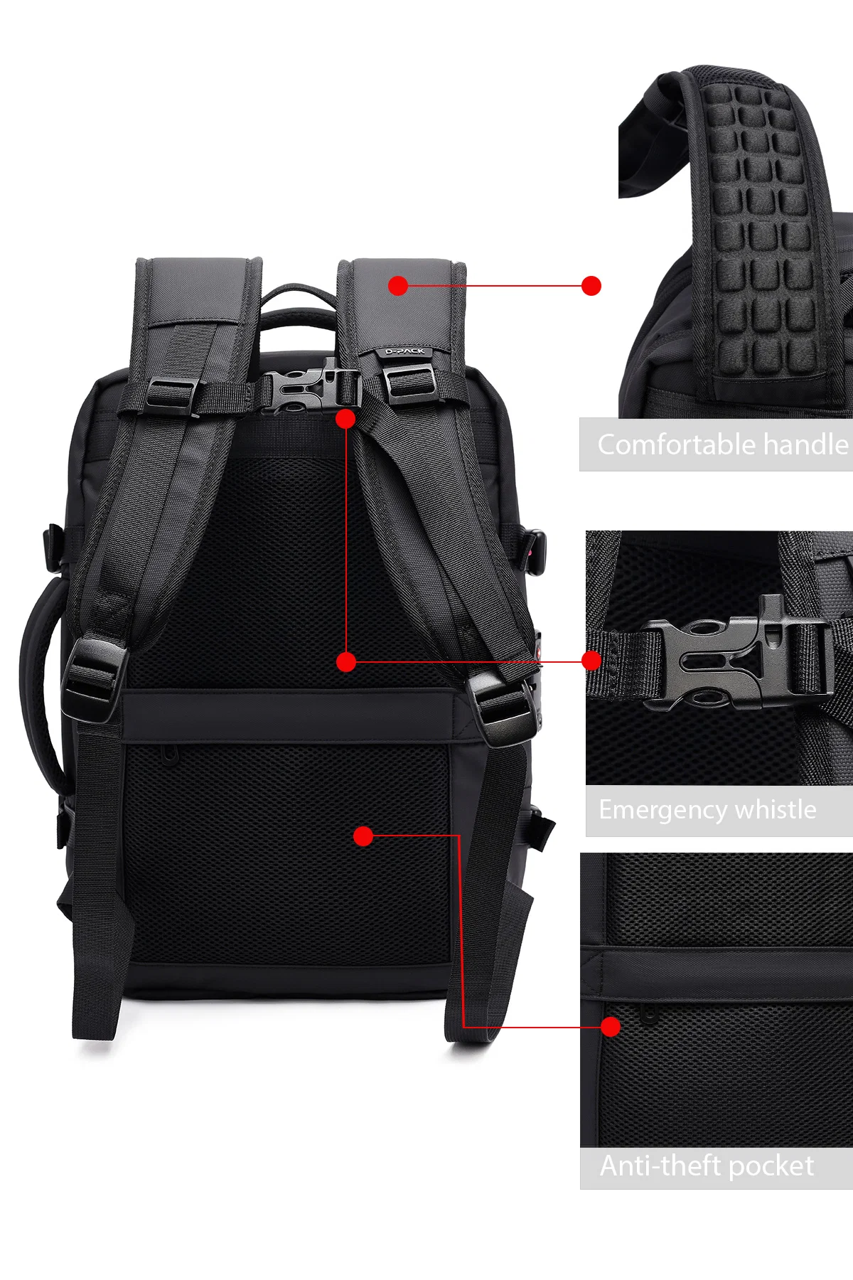 D-Pack Unisex Siyah Kumaş Sırt Çantası - Image 6