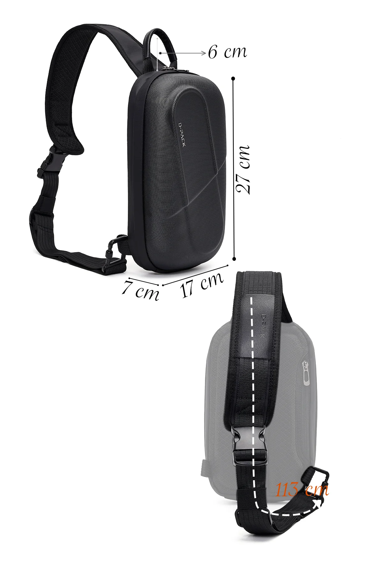 D-Pack Unisex Siyah Mini Kumaş Çapraz Çanta - Image 2